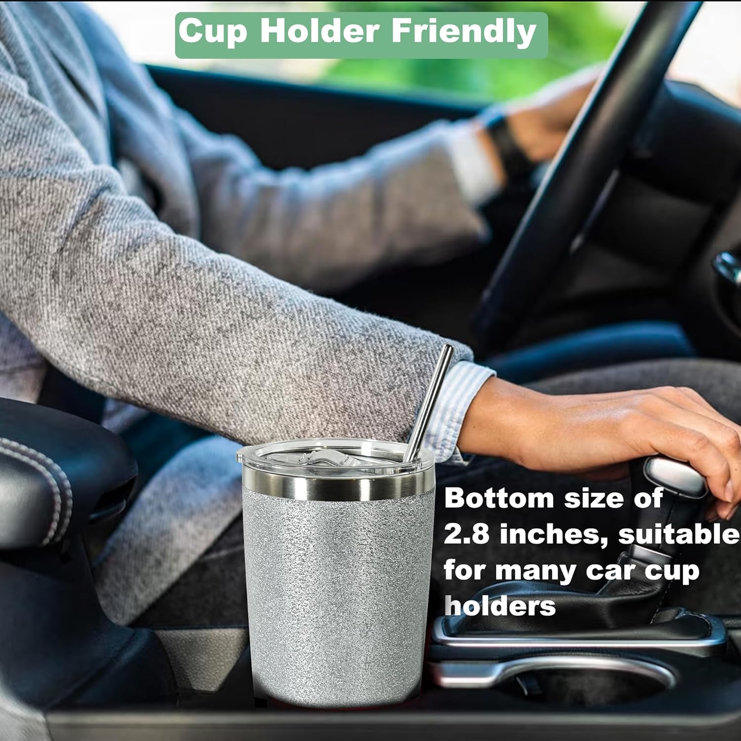 AGH Vaso de 20 onzas con tapa y pajilla, de acero inoxidable de 20 onzas, con aislamiento al vacío, para agua, café o purpurina, taza térmica de