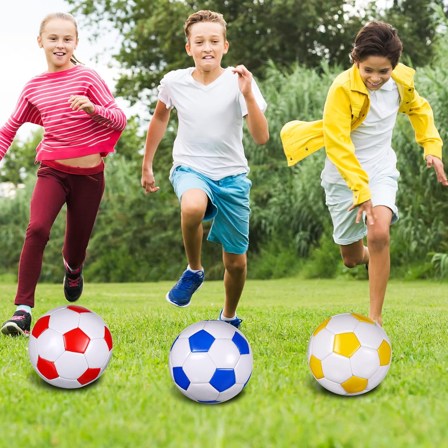 4 pelotas de fútbol con inflador, tamaño oficial, para deportes en interiores y exteriores, para niños y adultos, jugadores, entrenamiento, regalo