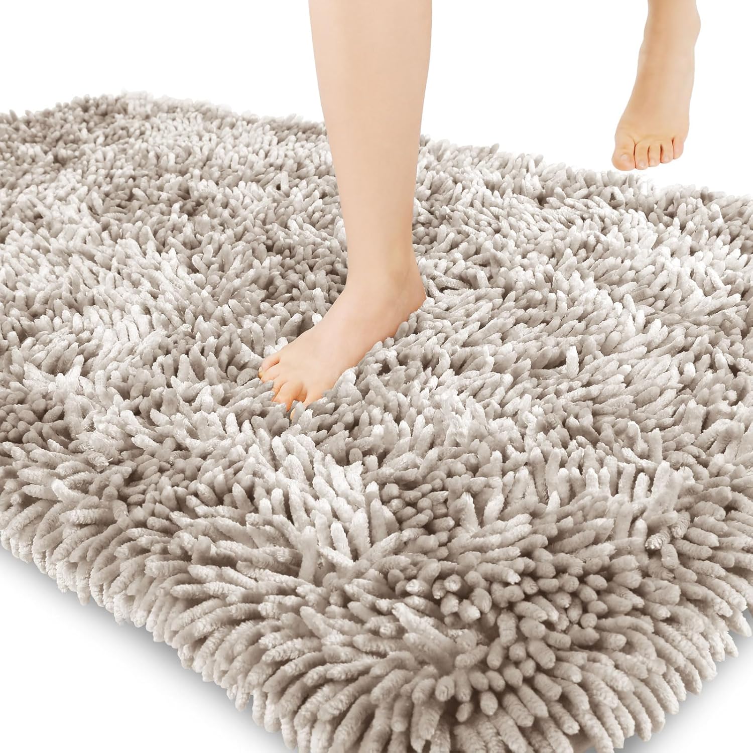 Yimobra Alfombra de baño de chenilla, extra suave y absorbente, antideslizante, lavable a máquina, y secar a máquina, alfombra de felpa para bañera,