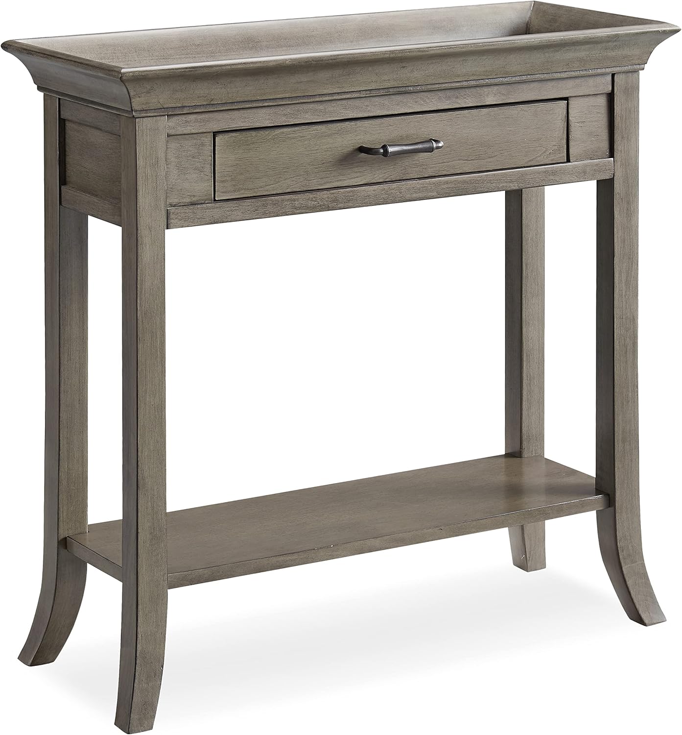 Leick Home 10127-GR – Consola tradicional con borde de bandeja con estante, color gris ahumado lavado