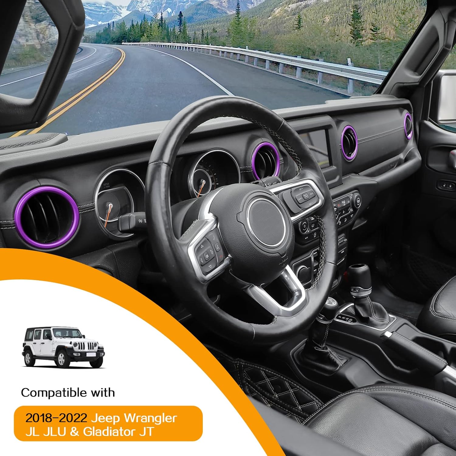 Hoolcar Cubierta de anillo de ventilación de aire acondicionado para salpicadero, accesorios interiores de aleación de aluminio, compatible con Jeep