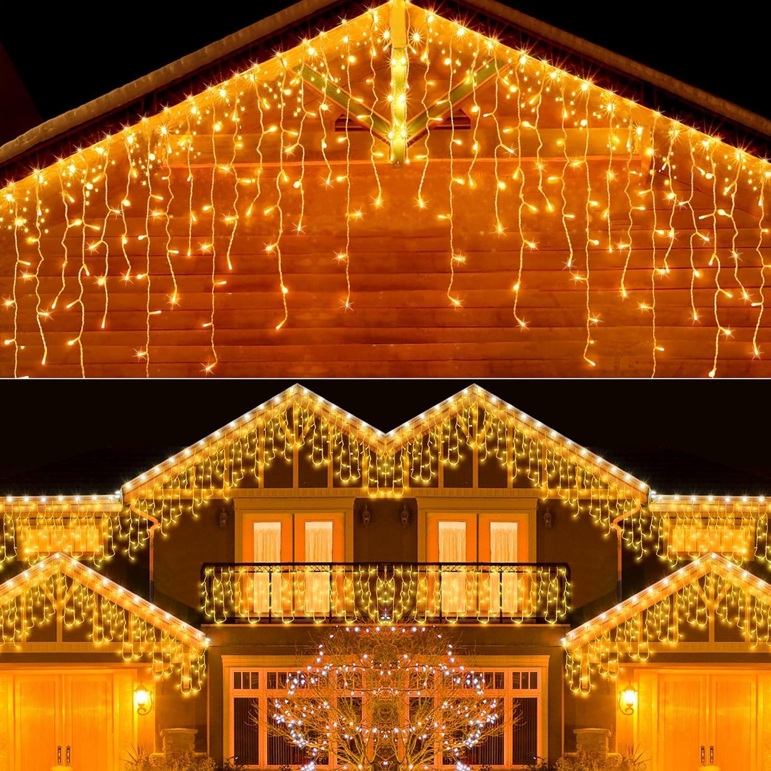 Luces de Navidad, decoraciones de Navidad para interiores y exteriores, 416 luces LED de 34 pies con 8 modos de luces de carámbanos, 2023 nuevas