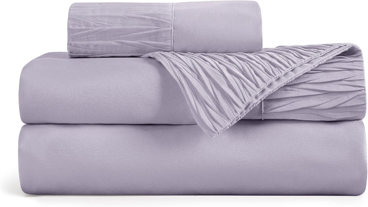 Bedsure Sábanas para dormitorio individual XL, sábanas suaves extra largas para cama individual, 3 piezas, sábanas de lujo color lavanda, tamaño