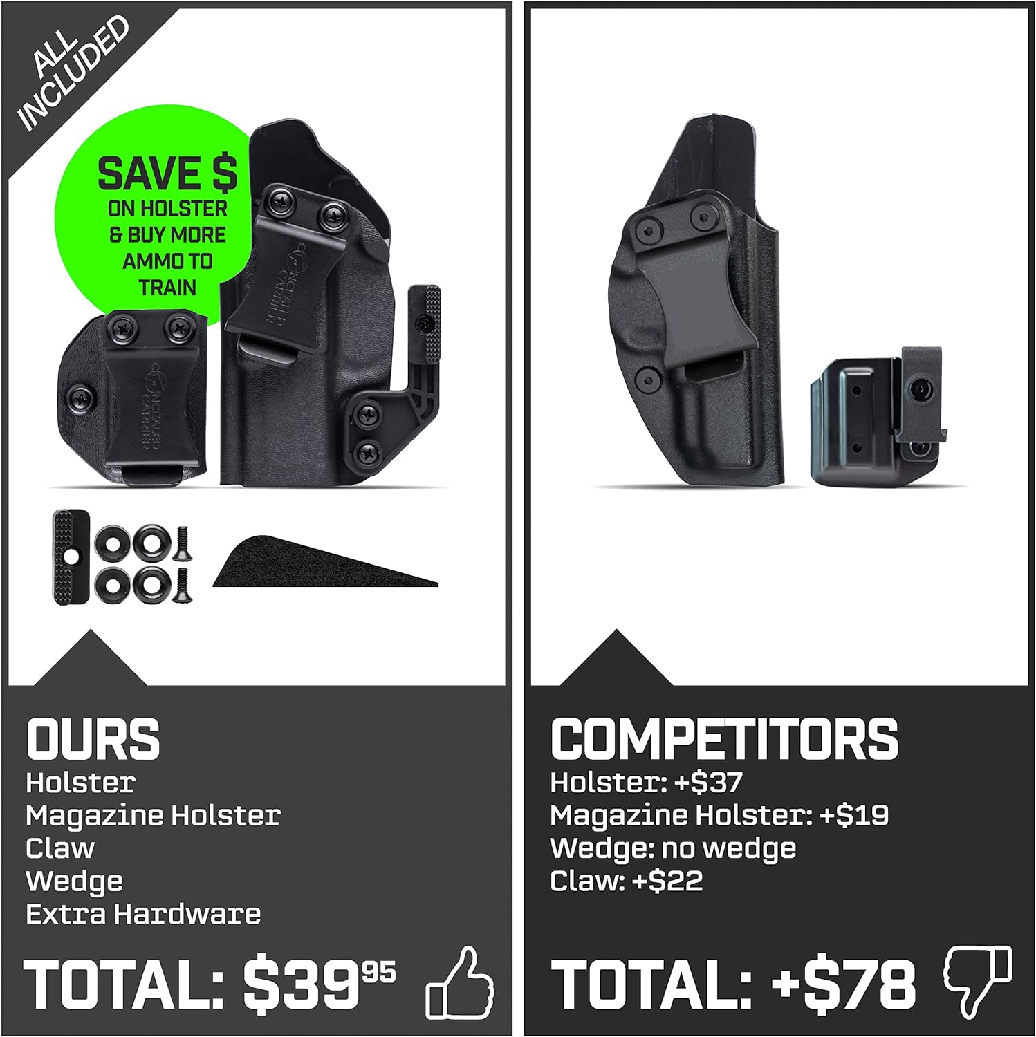 Funda IWB para S&W M&P 9 M2.0  Empresa propiedad de veteranos de combate  Fundas de transporte ocultas dentro de la cintura