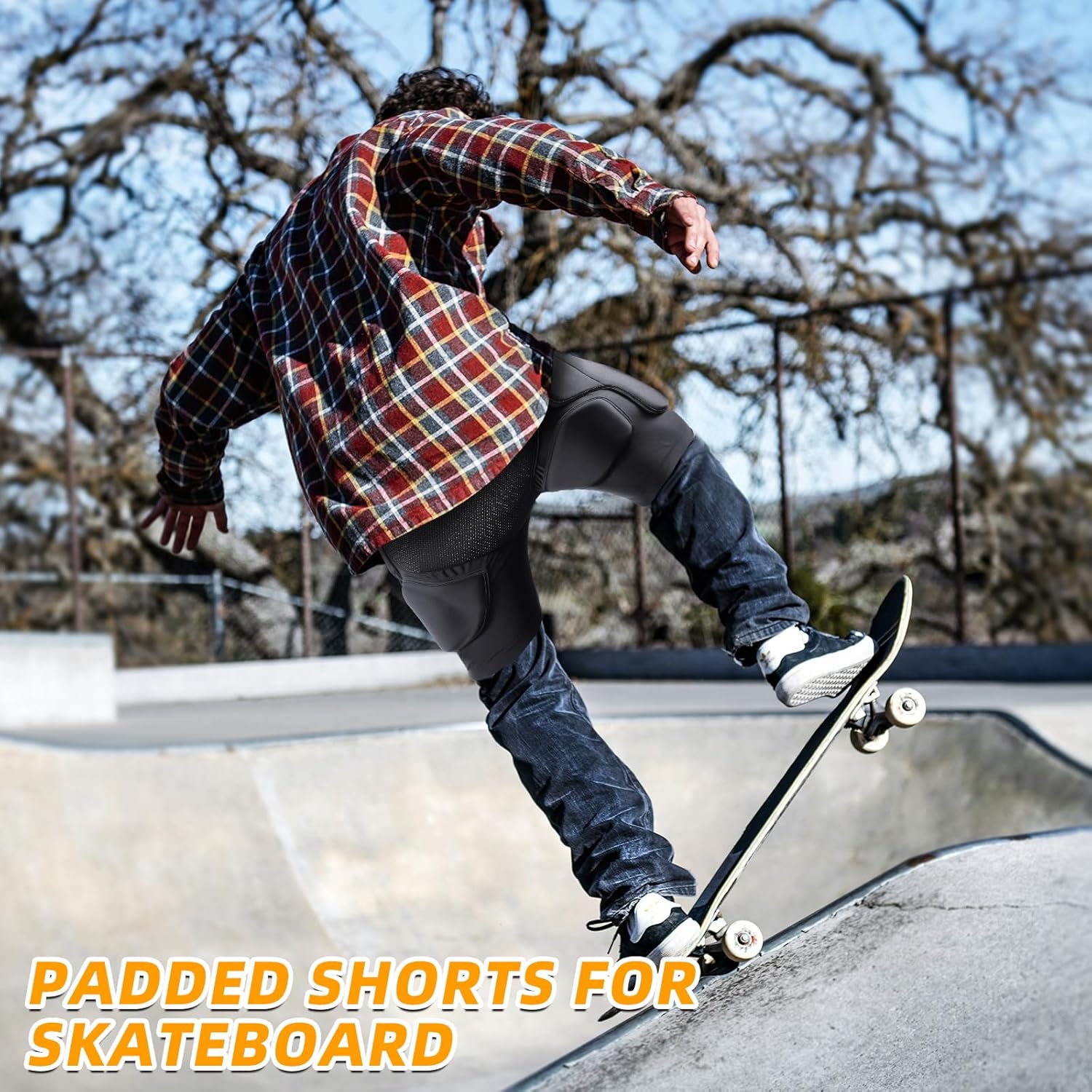 Cienfy Pantalones cortos acolchados de protección de cadera 3D EVA almohadilla de coxis de impacto para esquí, patinaje, snowboard, patinaje