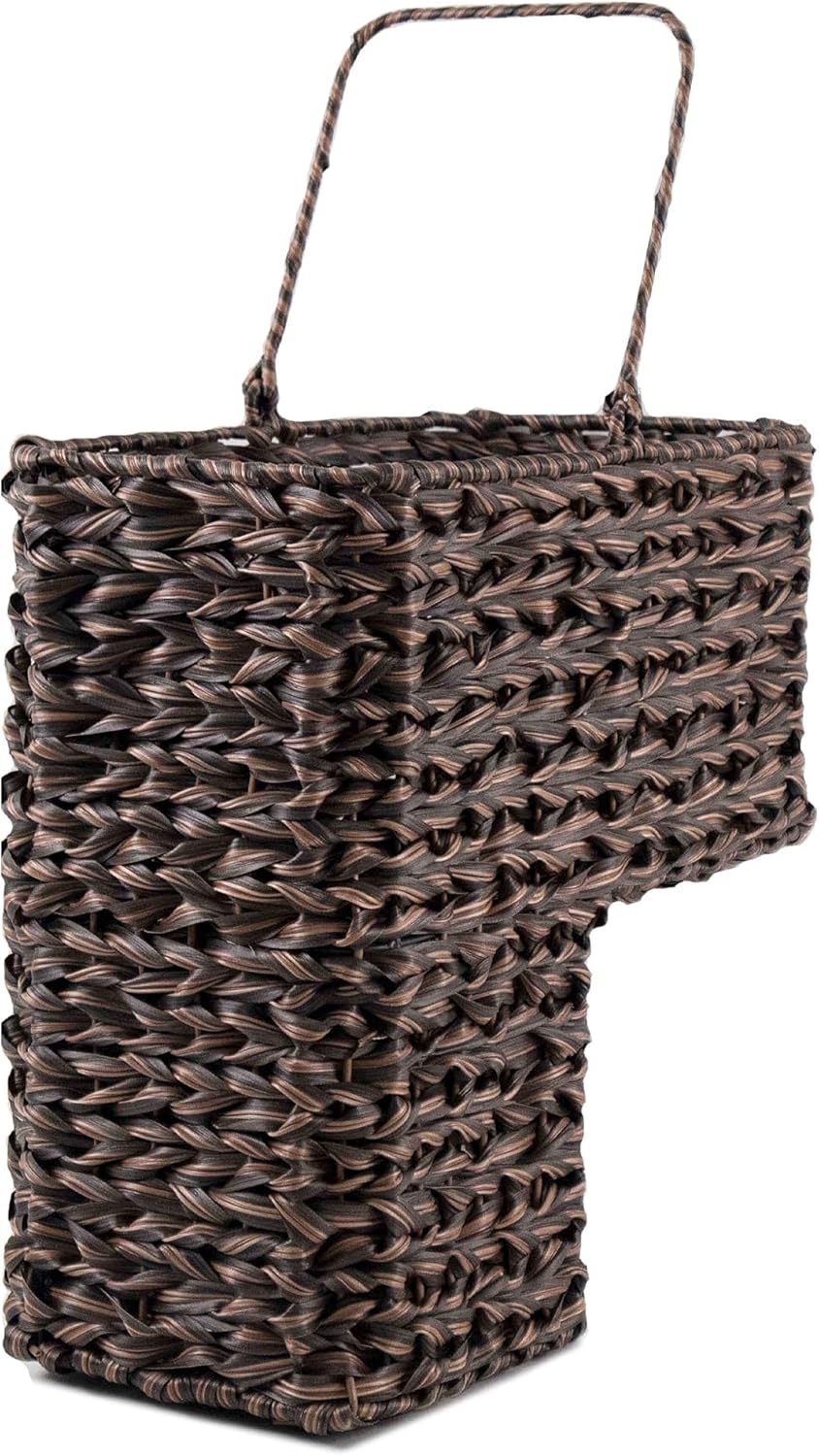 Cesta de mimbre para escaleras, tejida a mano, de varios pisos, cesta de almacenamiento de fieltro para escaleras, organización de zapatos, reunión