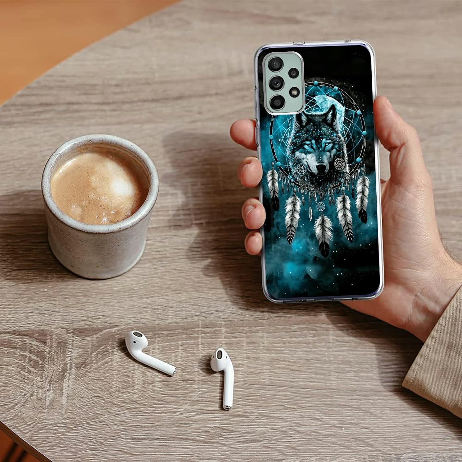 Rossy Funda transparente para teléfono Samsung Galaxy A23 5G con patrón de atrapasueños de lobo para mujeres y hombres, funda protectora delgada de