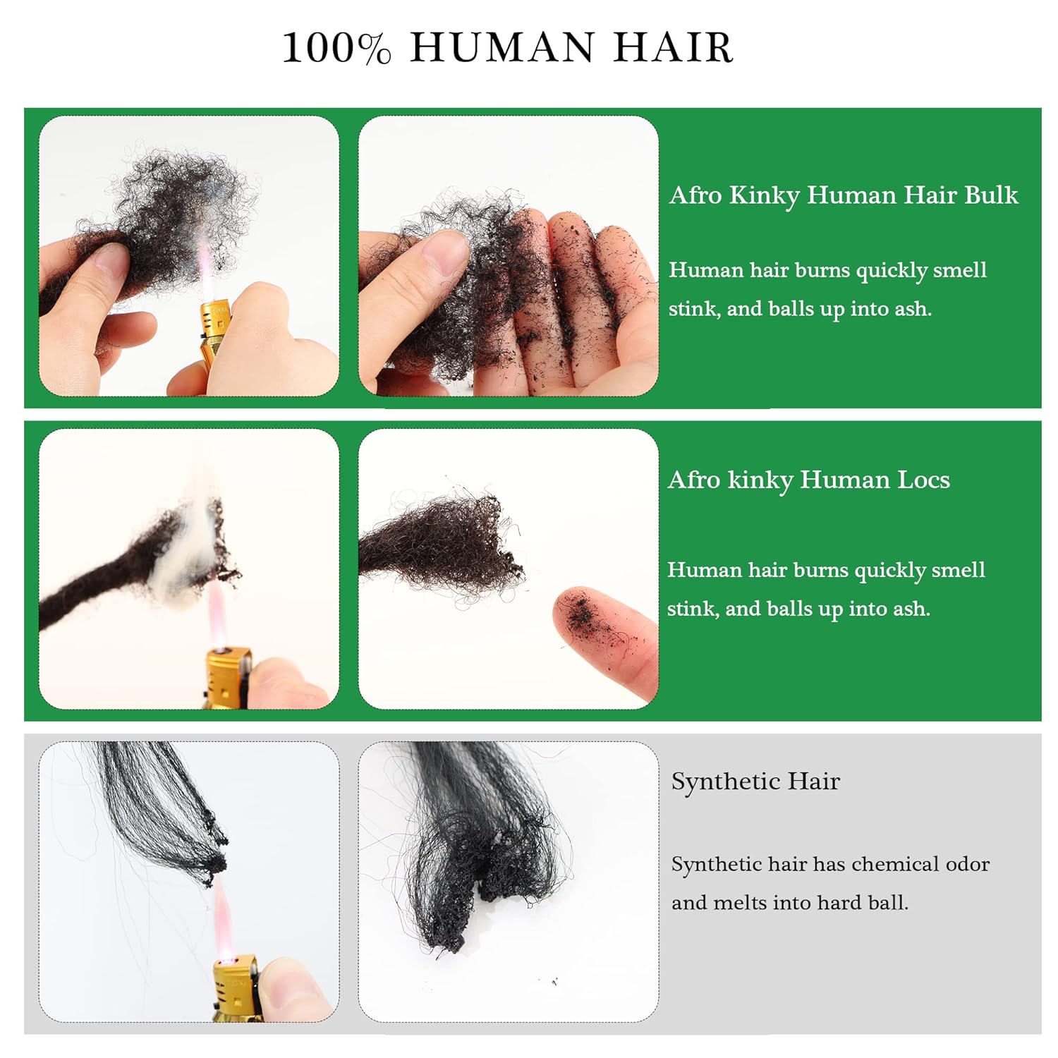 Afro Kinkys – Extensiones de cabello humano a granel para extensiones de rastas, cabello afro de ganchillo para mujeres negras, cabello humano afro