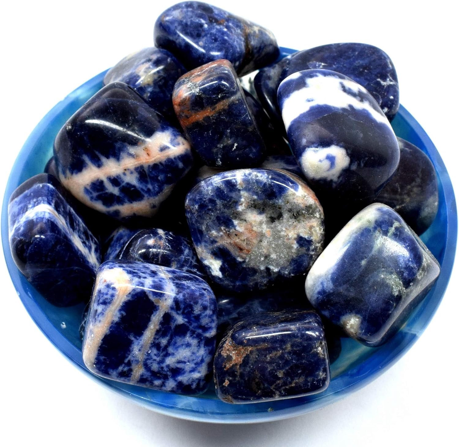 Piedras pulidas de sodalita azul natural, piedras preciosas pulidas de cristal de cuarzo mineral Cabujones espumosos de África del Sur, 20 unidades