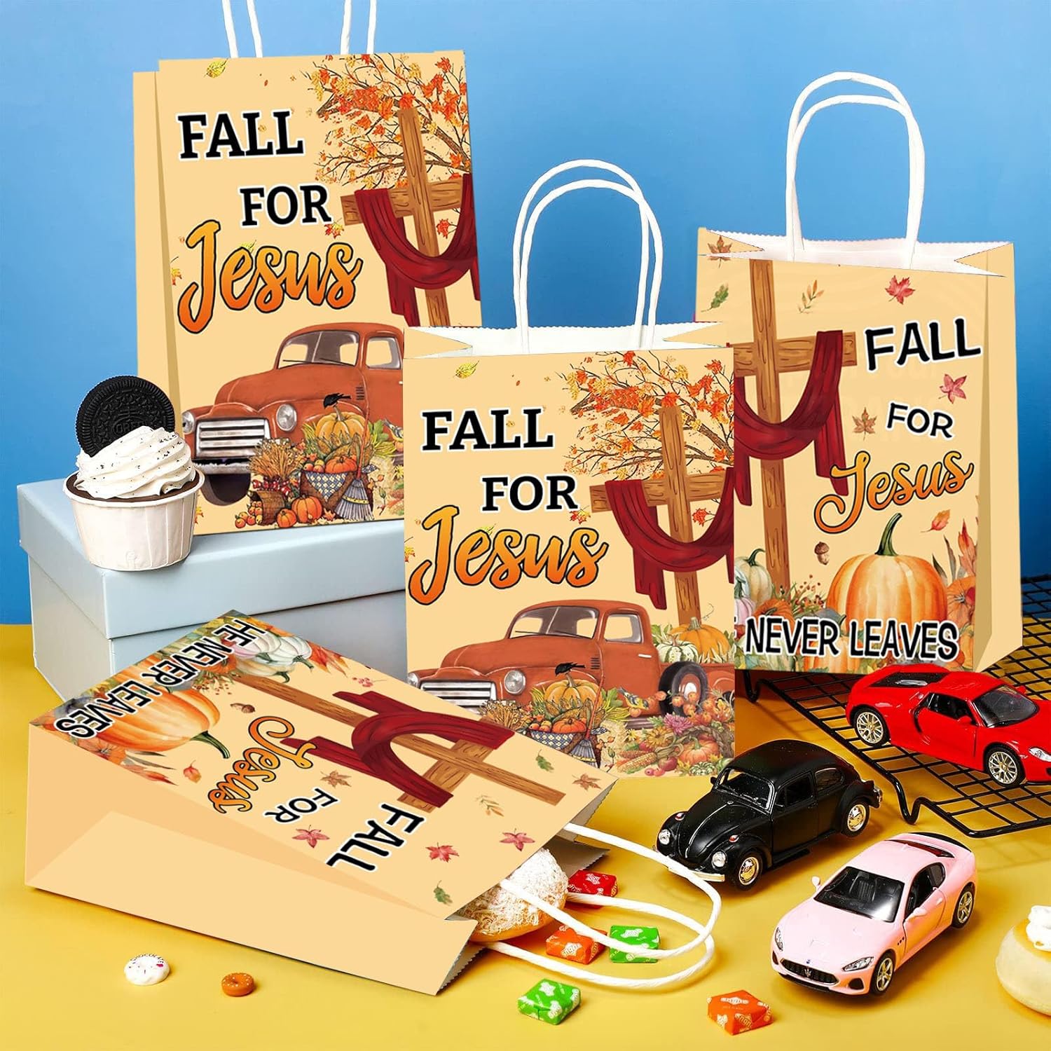 16 bolsas de fiesta de otoño para Jesús, bolsas de regalos de Acción de Gracias, regalos de fiesta de religión cristiana para otoño para Jesús