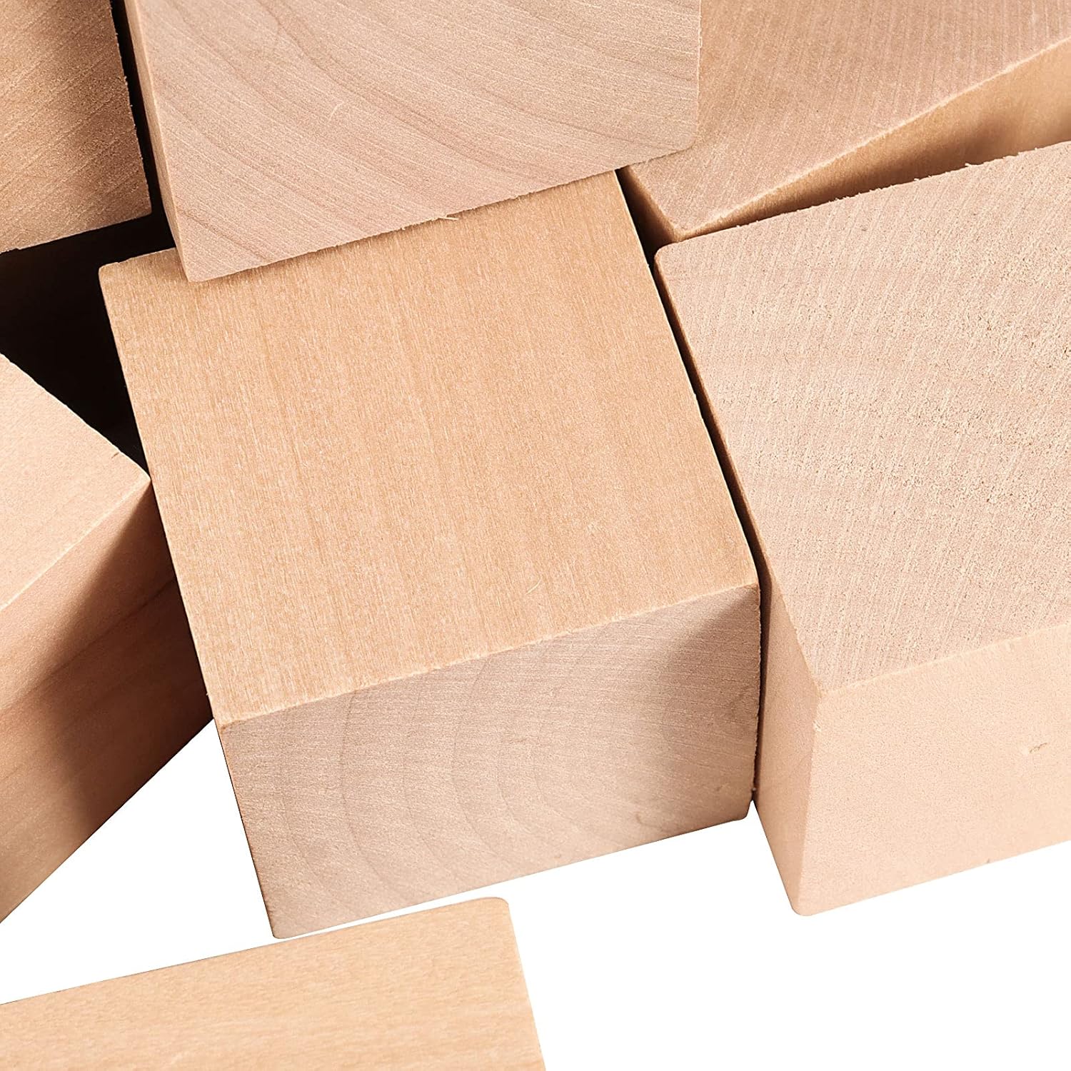 ZOENHOU 60 bloques de madera de 1.5 pulgadas, cubo de madera maciza natural de primera calidad, juego de bloques de madera sin terminar para