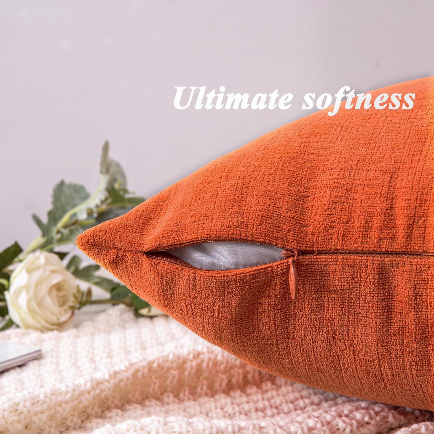 Juego de 2 fundas de almohada cuadradas decorativas de 22 x 22 pulgadas, almohadas de felpilla súper suaves, fundas de almohada de otoño para sala