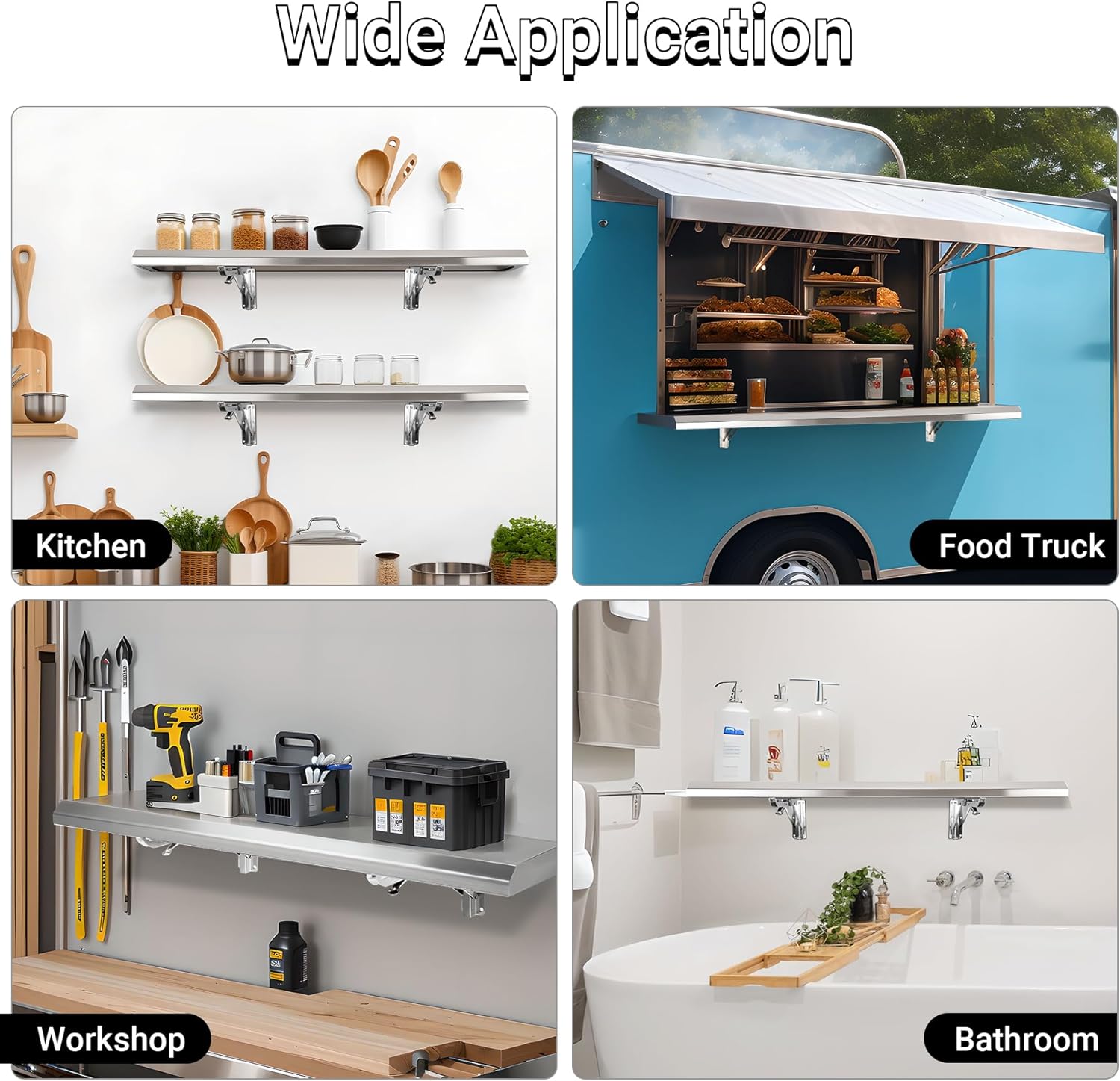 Estante plegable de concesión de 36 x 12 pulgadas, de acero inoxidable, plegable para servir alimentos, estante de concesión para ventanas de