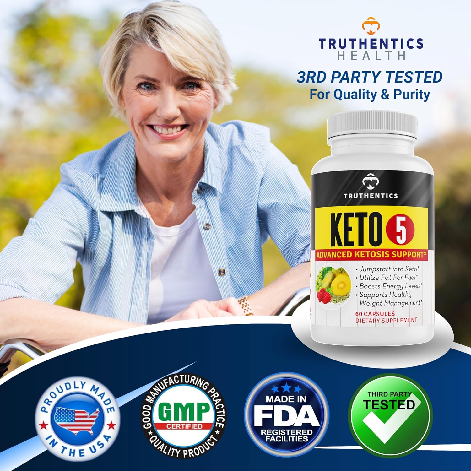 Keto 5 – Suplementos naturales de apoyo cetogénico – Promueve la cetosis para mujeres y hombres – Aumenta la energía, la concentración – Apoya la