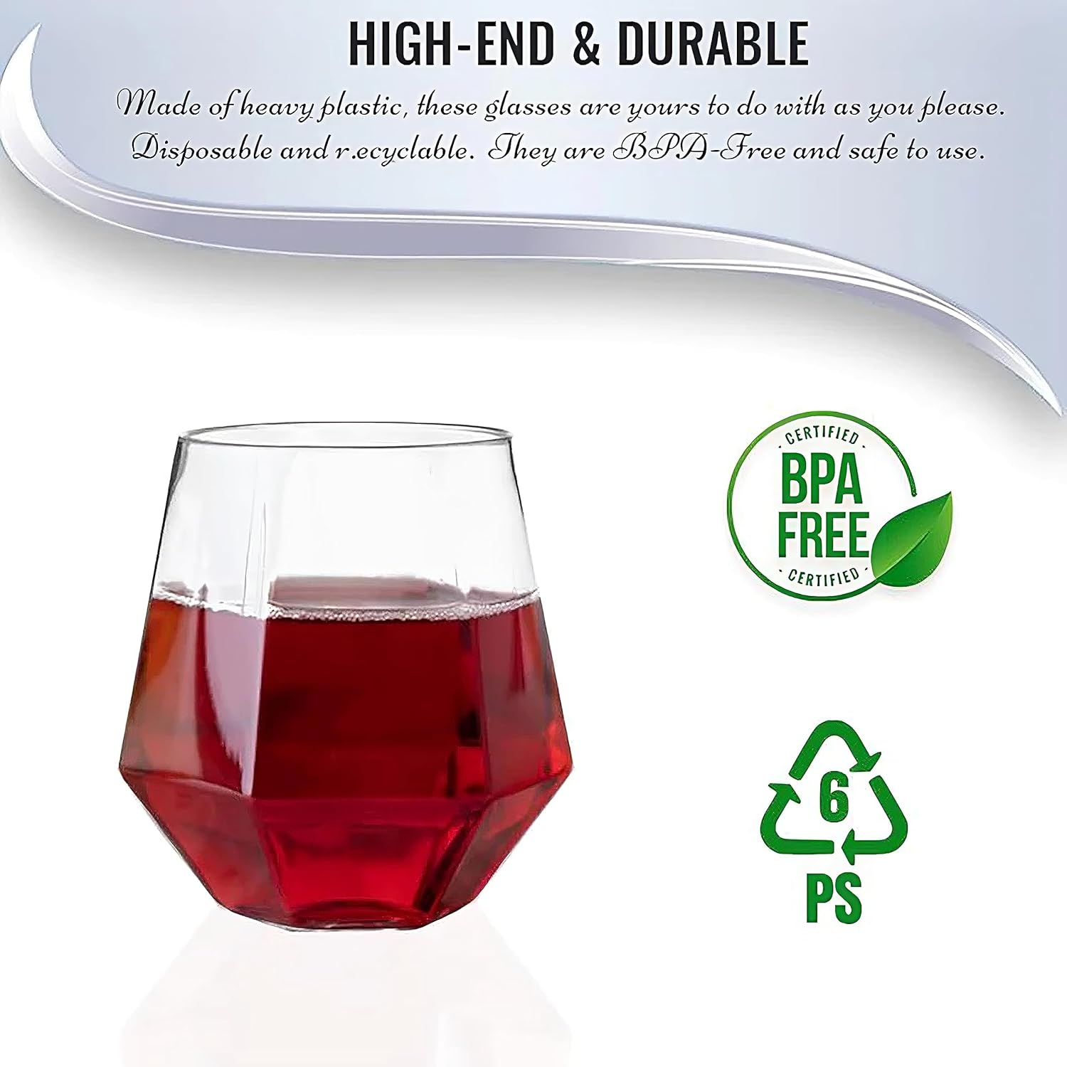 Smarty Had A Party Vasos de plástico de 12 onzas  Copas de vino de plástico, 48 vasos de plástico para vino, café, cócteles  Perfecto para bodas,
