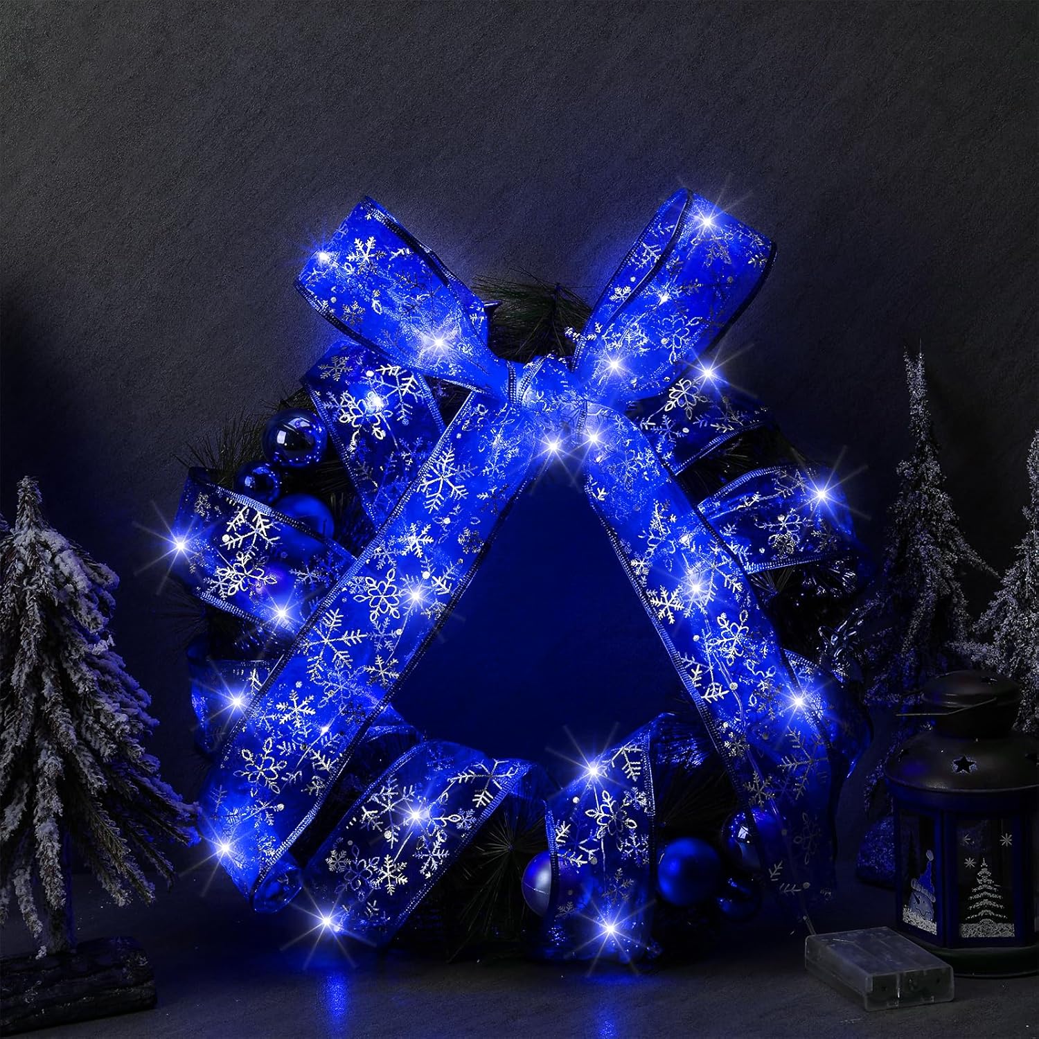 5 luces de cinta de Navidad de 82 pies, luces LED para árbol de Navidad, funciona con pilas, cinta de Navidad, guirnalda de luces de alambre para