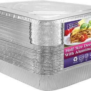 Nicole Home Collection Sartenes de aluminio con tapas, tamaño medio, 9 x 13 pulgadas, extraresistentes, desechables para hornear (25 juegos) Nicole Home Collection Sartenes de aluminio con tapas, tamaño medio, 9 x 13 pulgadas, extraresistentes, desechables para hornear (25 juegos)