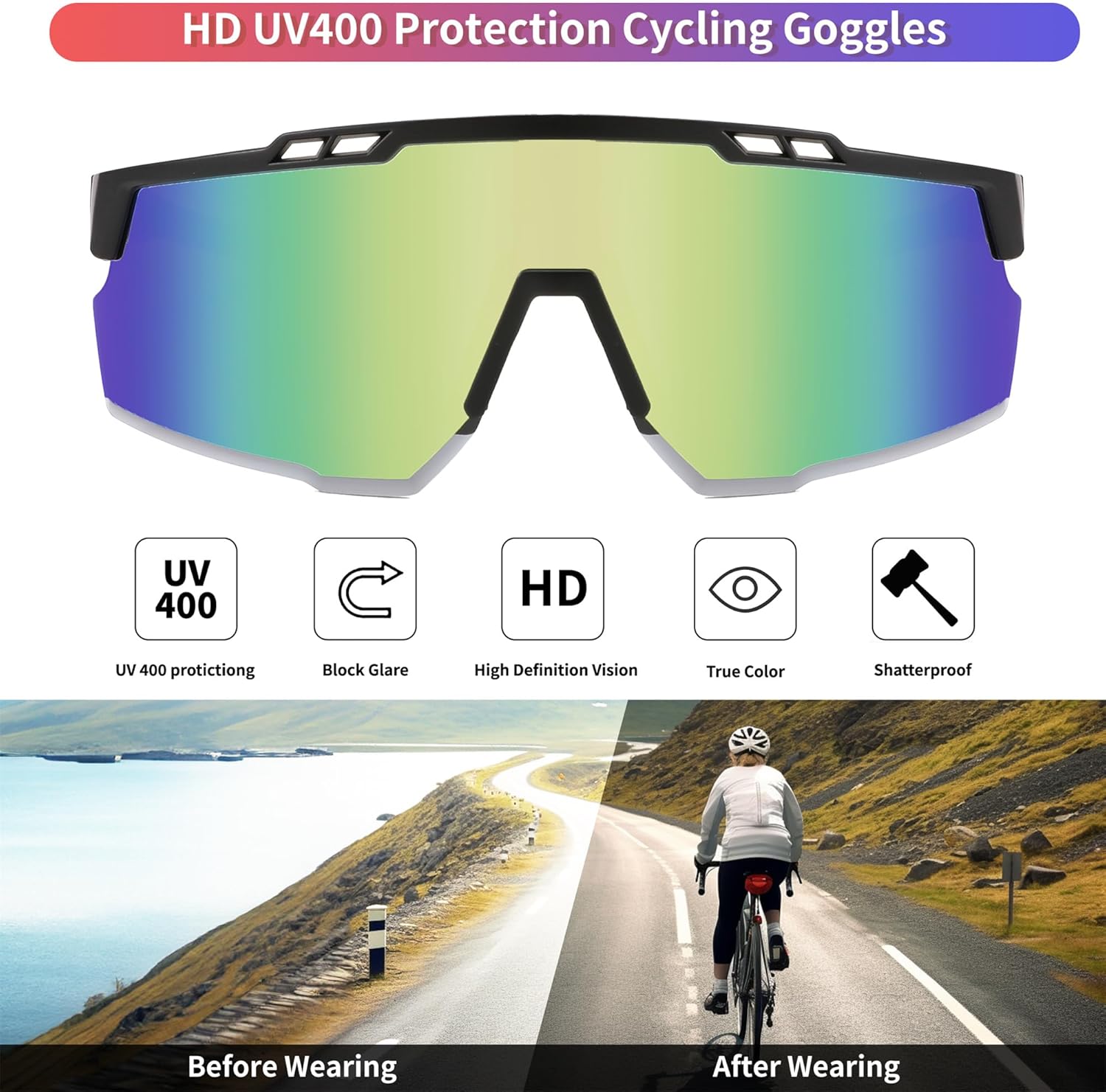 FEISEDY Gafas de sol deportivas para hombres y mujeres, protección UV400, gafas de ciclismo, golf, béisbol, conducción, pesca, B0022