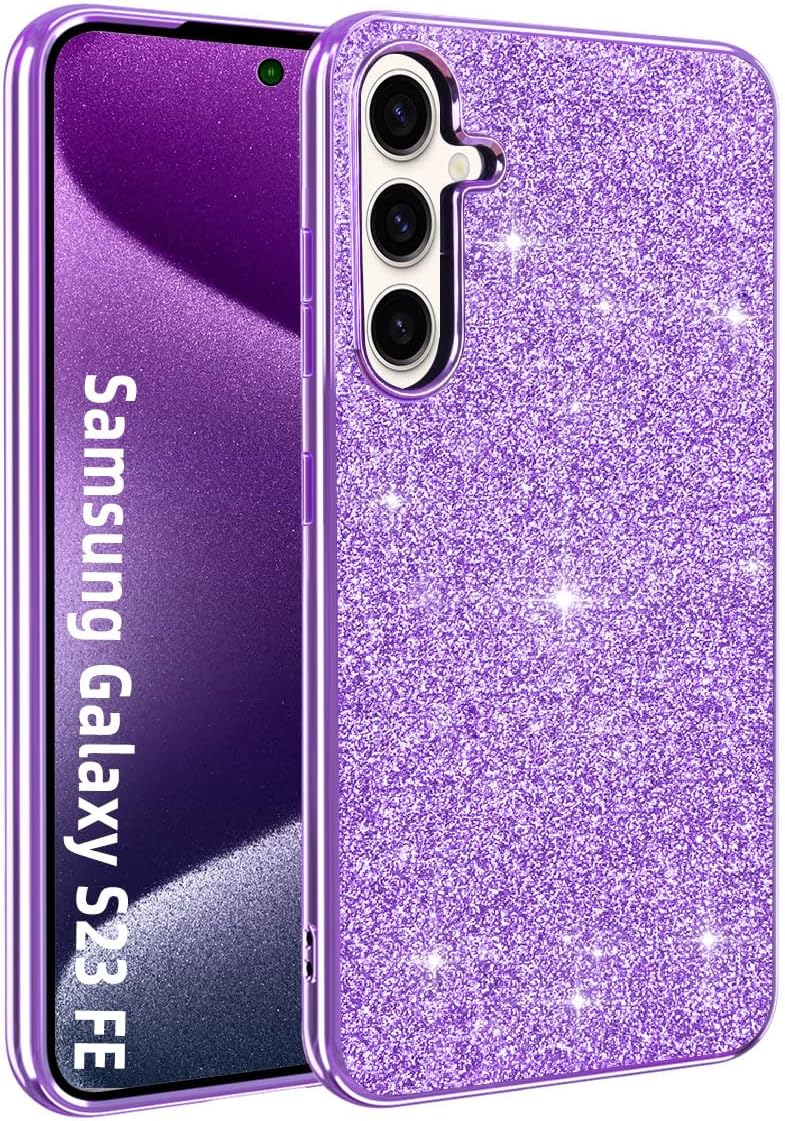 Funda compatible con Samsung Galaxy S23 FE 5G, funda delgada con purpurina para mujer, protección contra caídas, resistente funda Hybird para S23 FE
