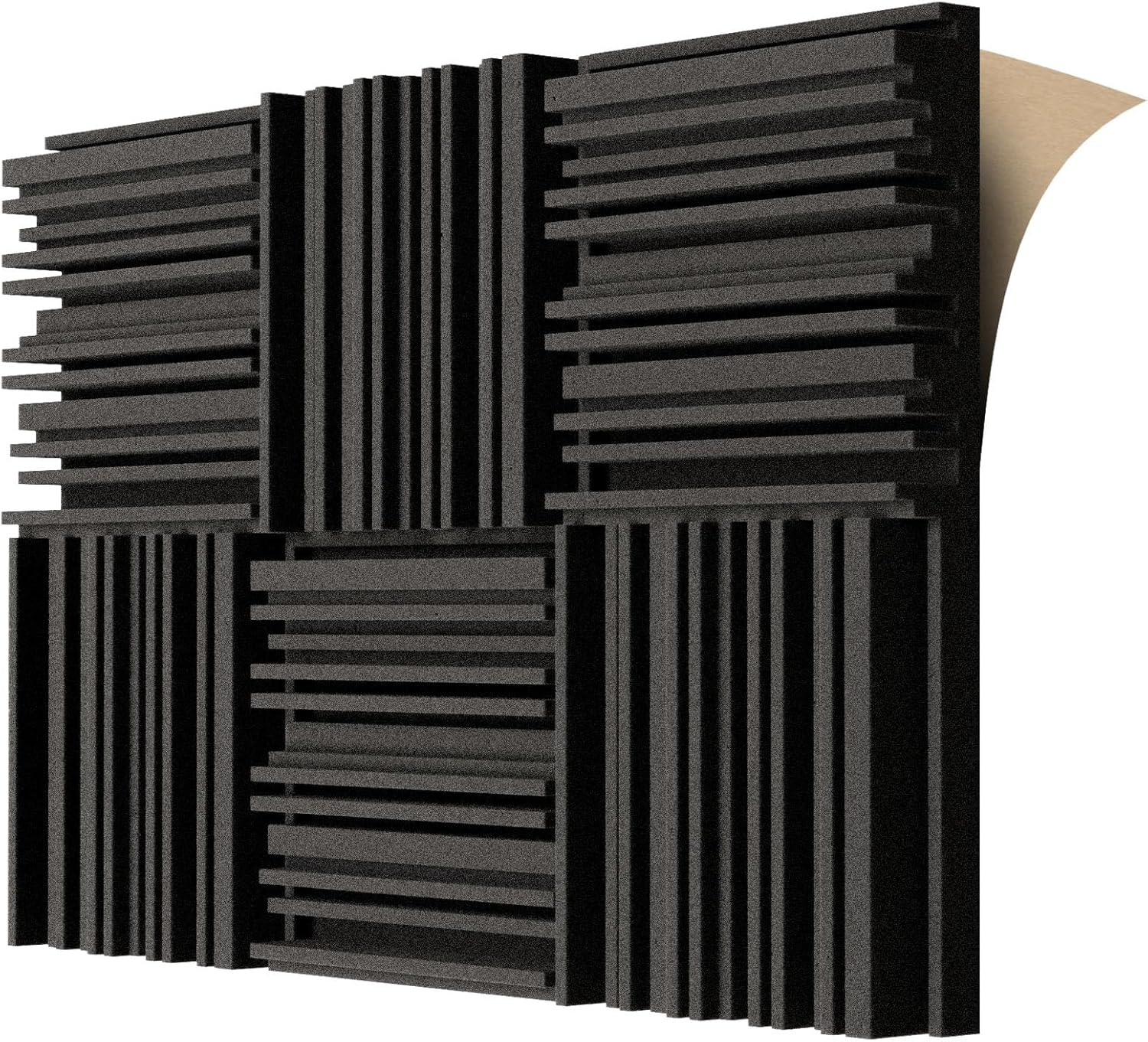 TroyStudio Paneles de espuma acústica autoadhesivos, 12 x 12 x 2 pulgadas, 6 piezas de espuma absorbente de sonido de banda ancha, azulejos