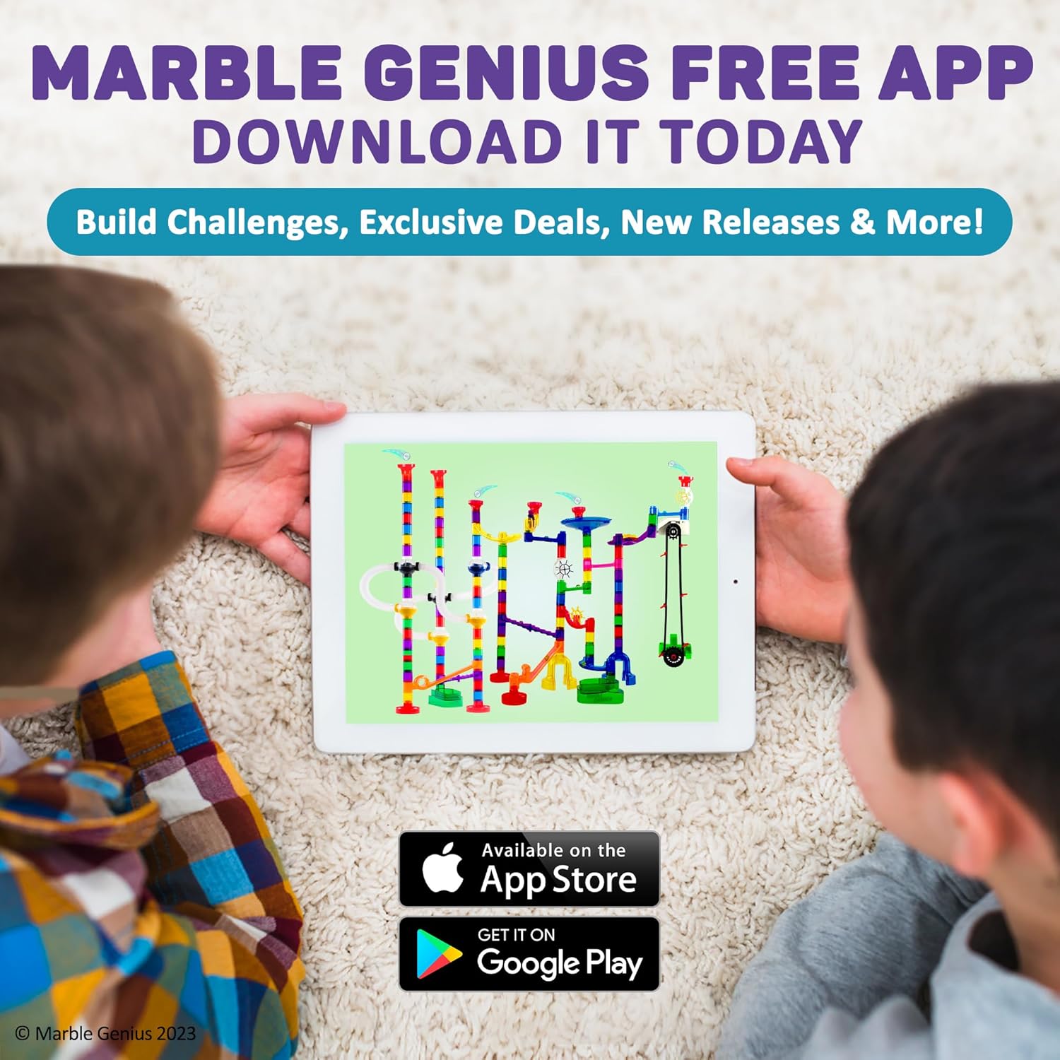 Marble Genius Paquete Elevador automático de cadena, tubos, esferas, y tubos, los juegos de accesorios perfectos para correr canicas para crear
