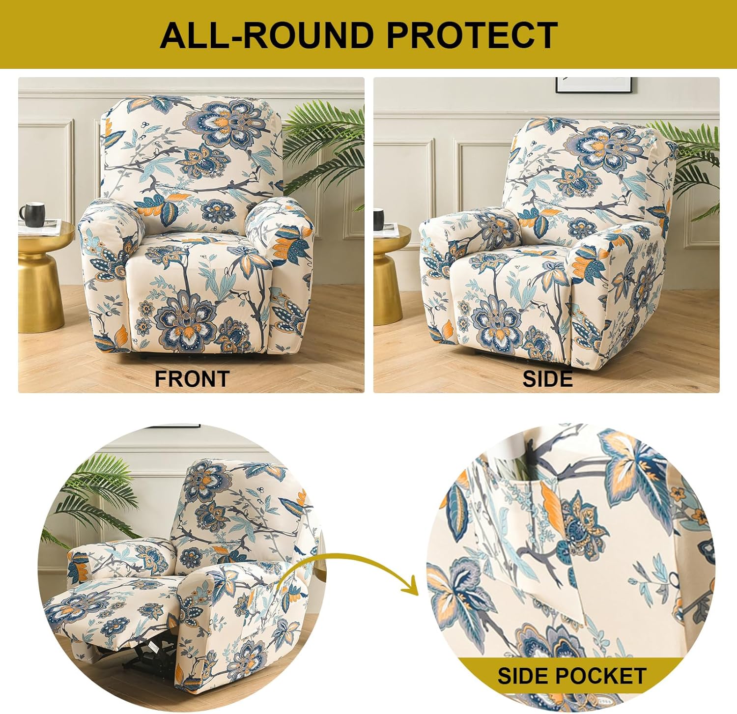 HAOYONG Fundas reclinables elásticas Lazyboy – Funda reclinable de 4 piezas para sillón reclinable de 1 asiento, fundas para sofá reclinable con
