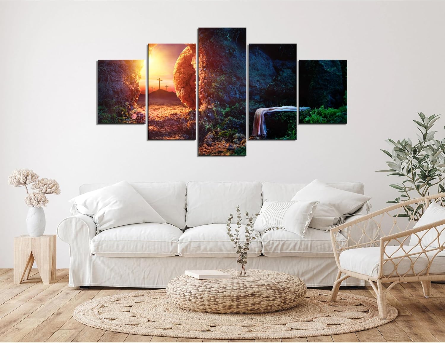 Decoración de Jesús para pared, diseño de resurrección de Jesús Chris, cuadro de tumba vacía, lienzo impreso con pintura cristiana, póster enmarcado