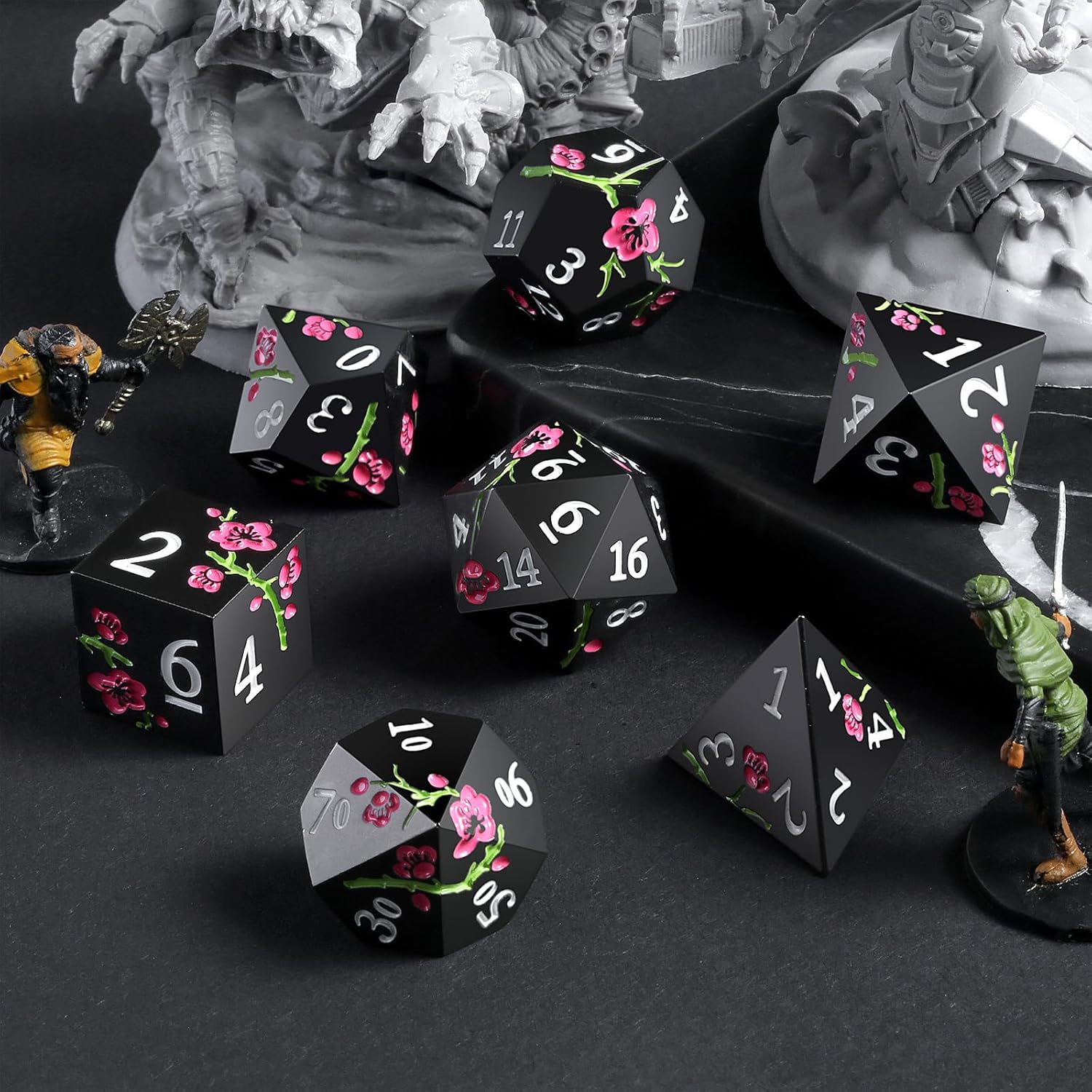 DNDND – Juego de dados de metal D&D, 7 piezas de dados metálicos para DND con una caja de regalo magnífica para juego de mesa de Calabozos y