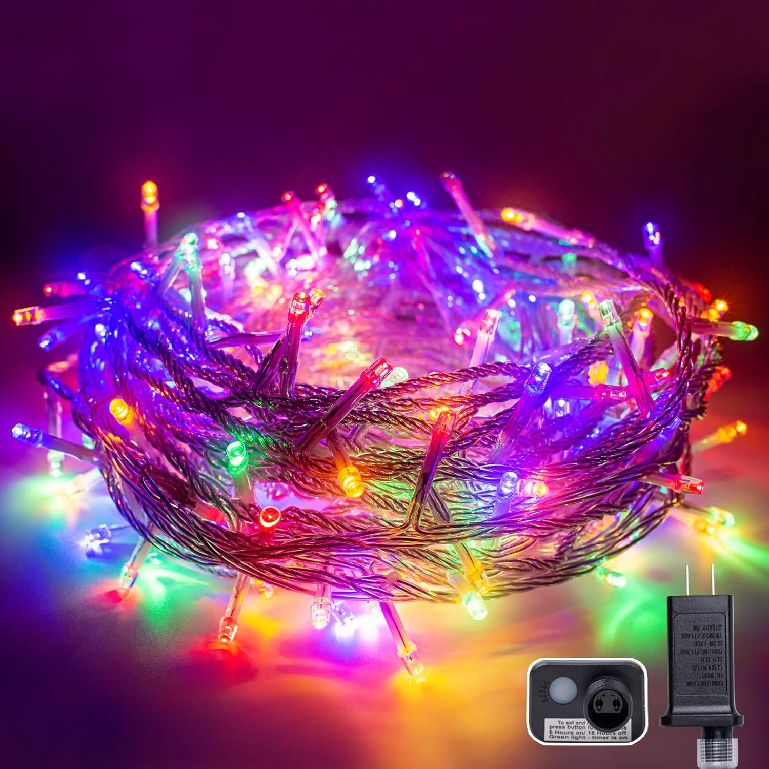 AWQ Guirnalda de luces LED de 66 pies para interiores, 200 luces LED para interiores, exteriores, bodas, cumpleaños, árbol de Navidad, decoración de