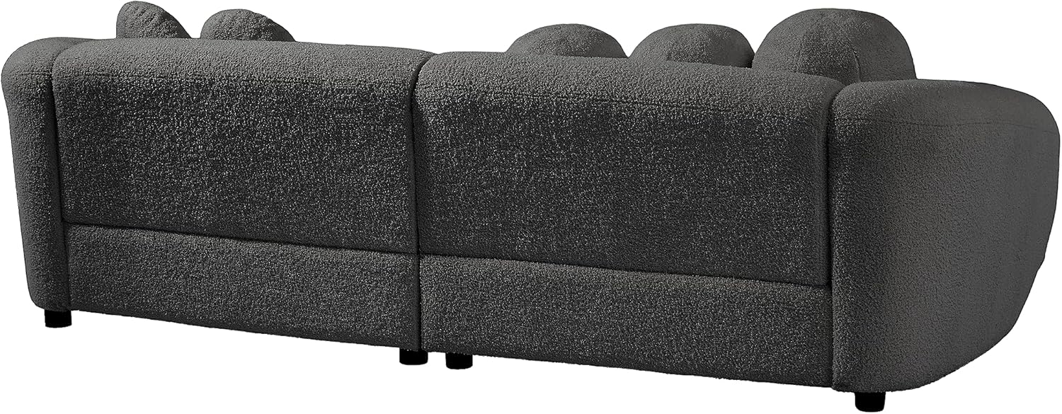 Merax Moderno sofá curvo, sofá tapizado trasero con 5 cojines decorativos, gris oscuro