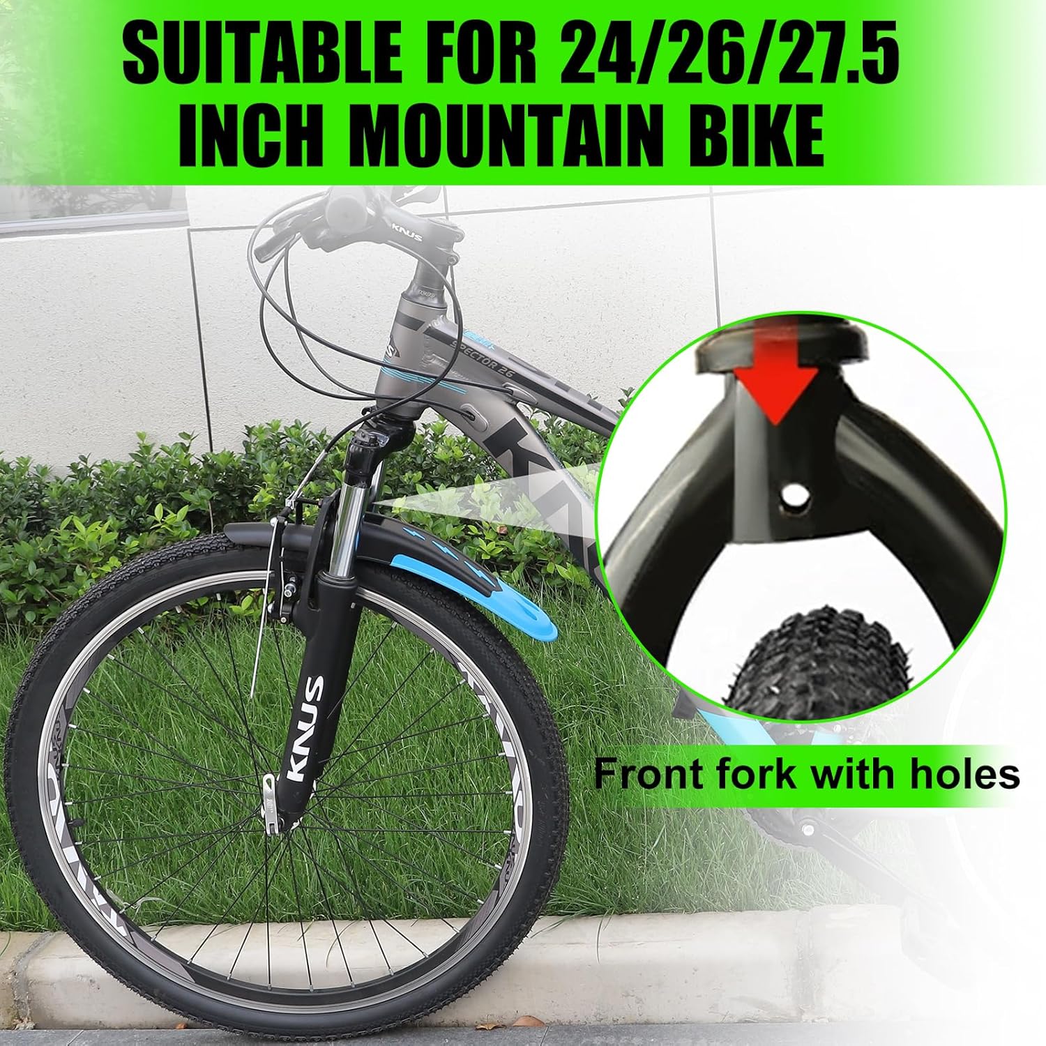 Bike Fender Set Mudguard Set Front and Rear 2 Parts-Universal Full Cover Thicken Widen Bicycle Adjustable Bike Fender Mud Guard Mudflap for MTB Road