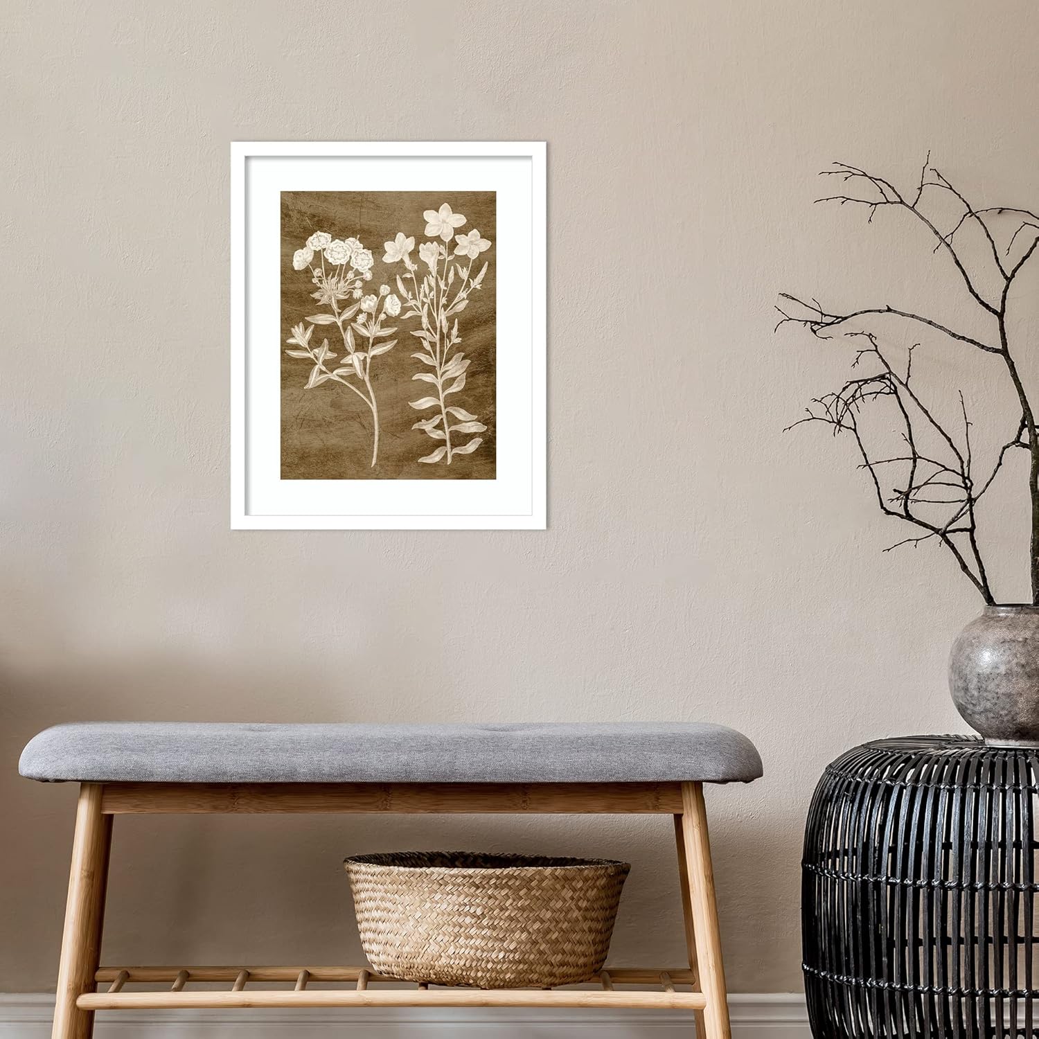 Amanti Art Framed Wall Art Print (17×21) Botanical in Taupe I by Vision Studio Framed Poster for Wall Decor, Living Room, Bedroom, Bathroom,