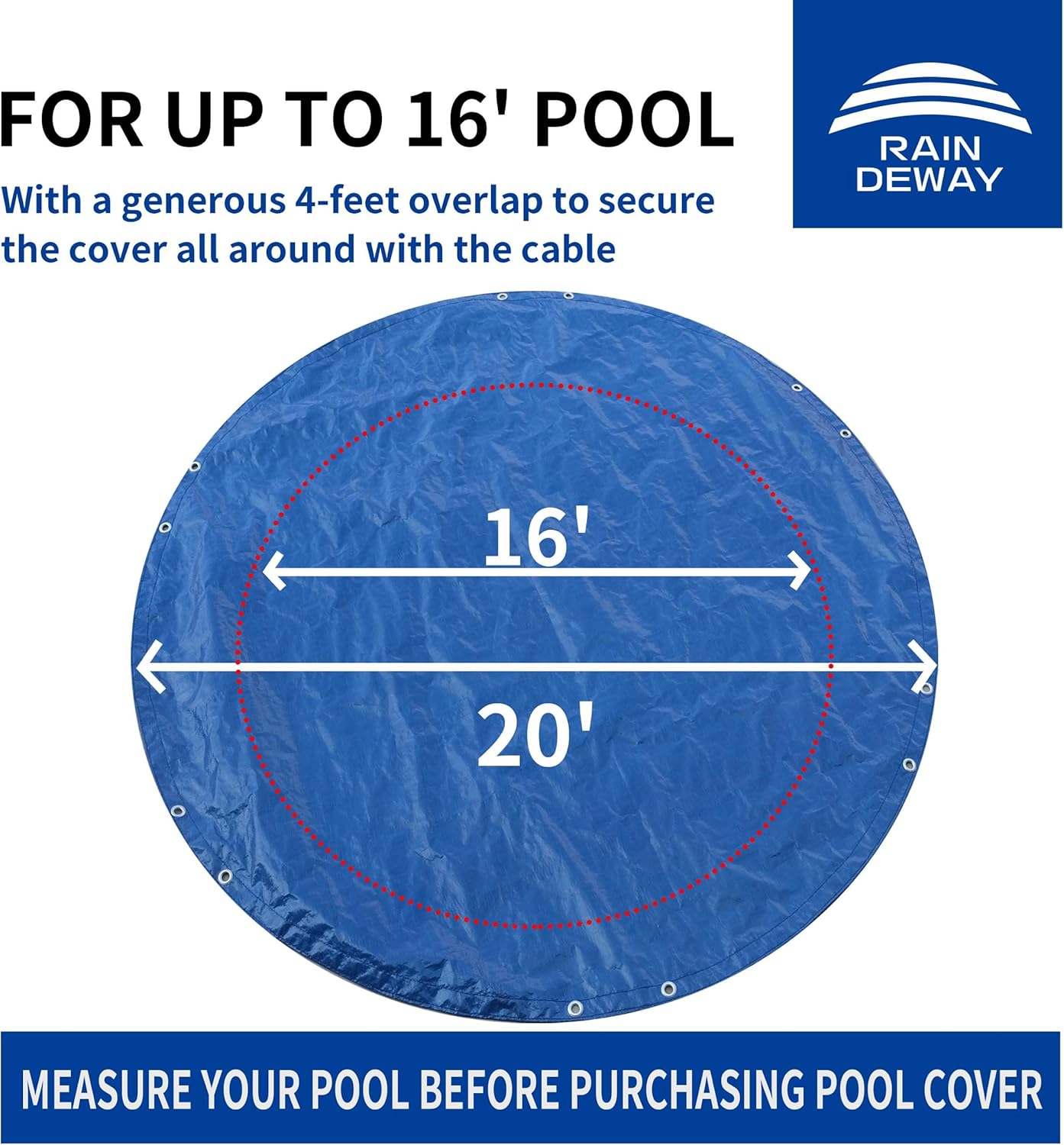 Cubierta redonda para piscina con cuerdas, para piscinas sobre el suelo, resistente a los rayos UV, a prueba de polvo, impermeable, azulnegro (solo