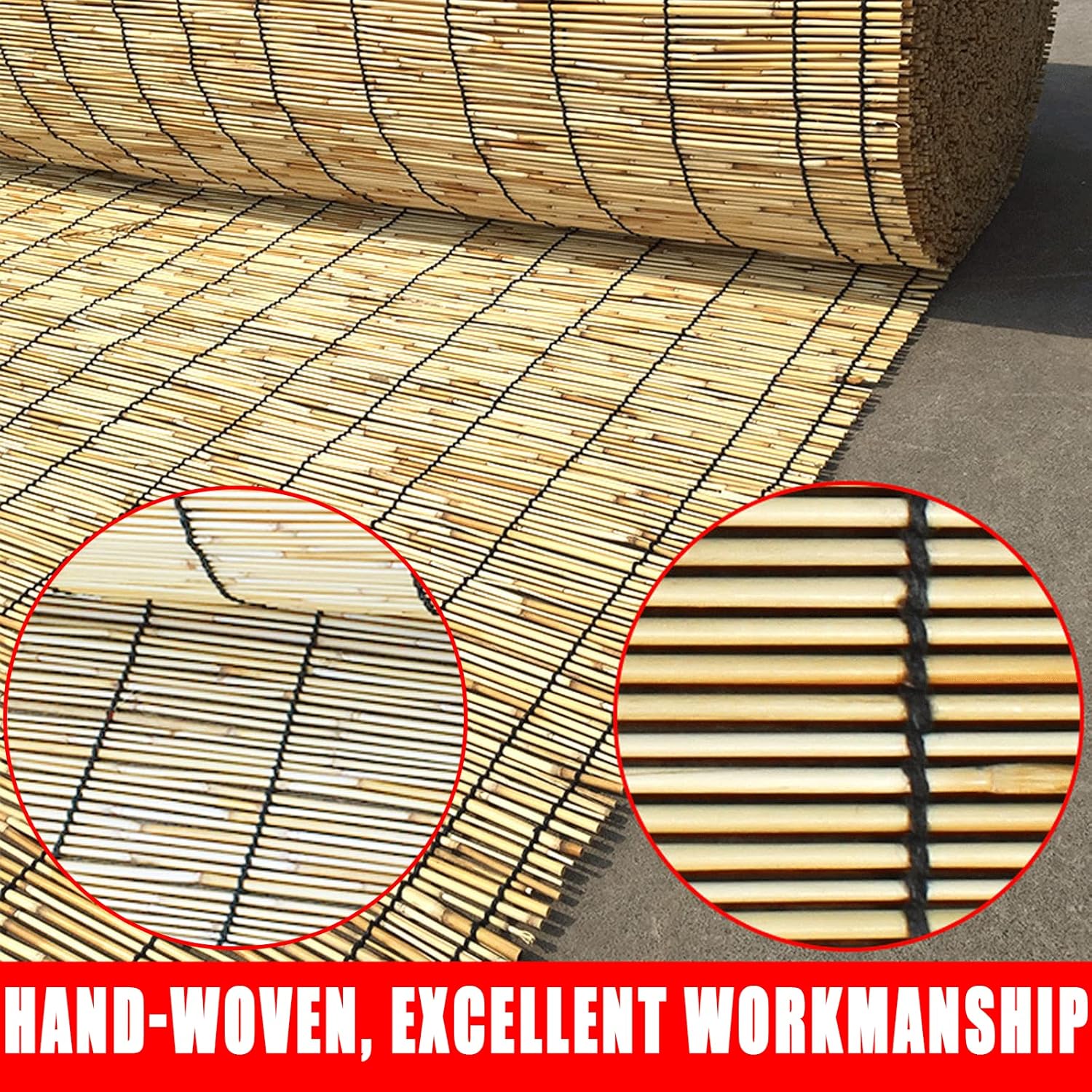 Persianas de bambú para patio, persianas de bambú para patio al aire libre, cortina de junco, cortina de césped, cortina de césped, cortina de