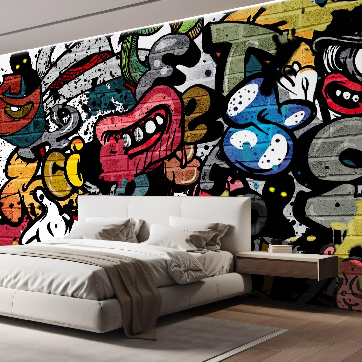 wall26 Calcomanía removible de paredmural de dibujos animados de animé, pintura en aerosol de personajes de graffiti y arte callejero, paisaje