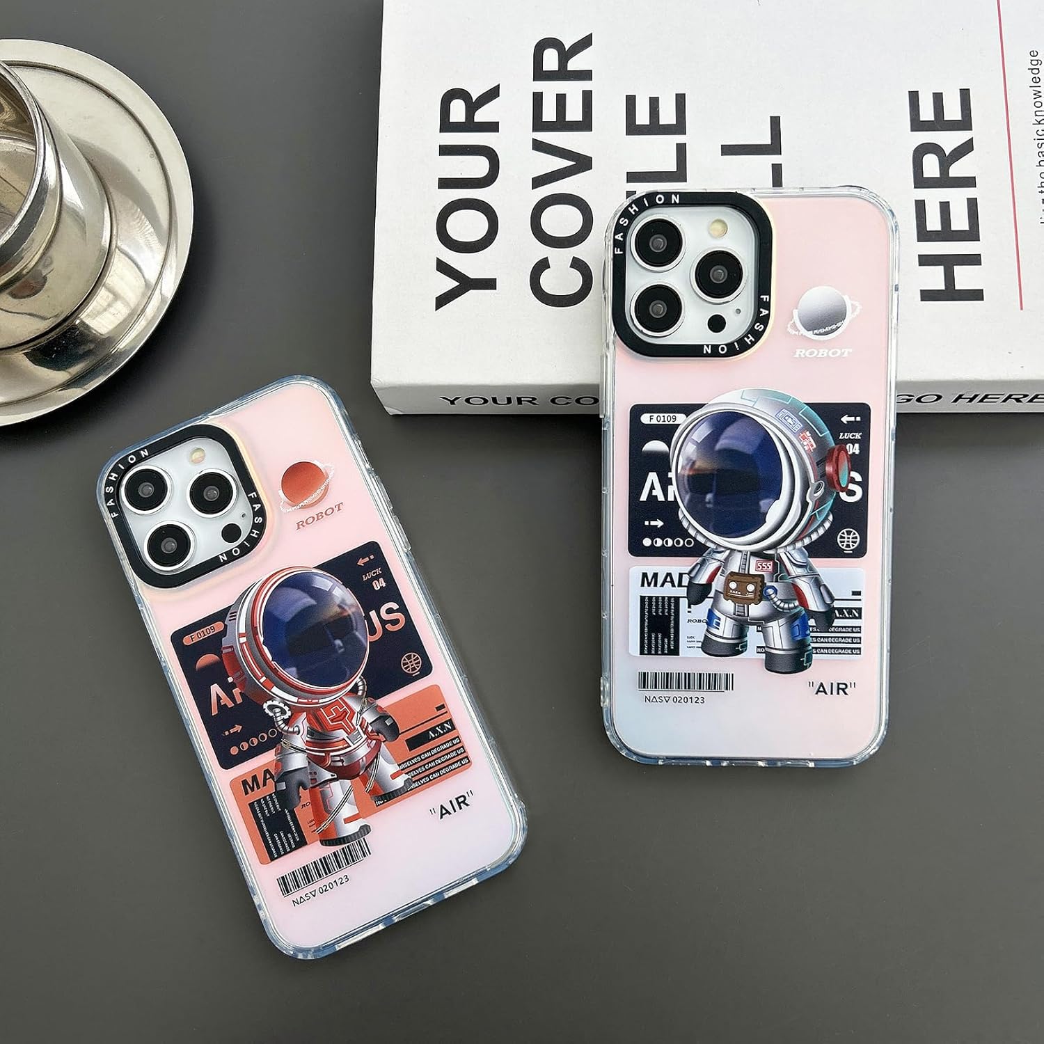 Yonds Queen Compatible con iPhone 15, diseño elegante de caricaturas de astronauta espacial, luna y marte con purpurina láser, elegante funda