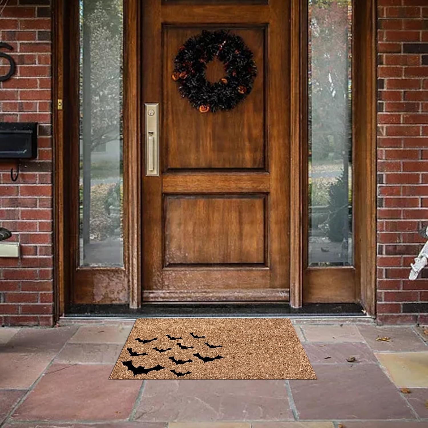Tapete de puerta de Halloween para decoración del hogar, tapete de bienvenida con calavera para puerta delantera, interior y exterior, tapete de