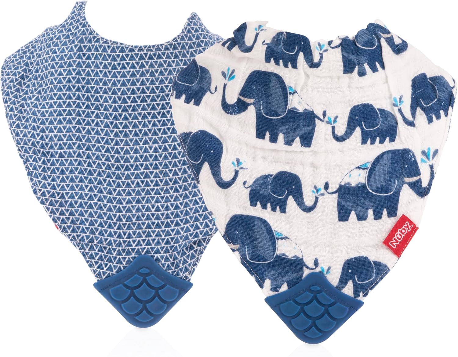 Nuby Babero reversible de 2 piezas de muselina de algodón 100% natural (los coloresestampados pueden variar)