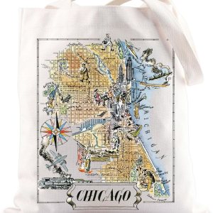 BWWKTOP Chicago Bolsa de viaje Chicago Souvenirs Regalos Chicago Bolsas de comestibles reutilizables Chicago City Trip Regalos BWWKTOP Chicago Bolsa de viaje Chicago Souvenirs Regalos Chicago Bolsas de comestibles reutilizables Chicago City Trip Regalos