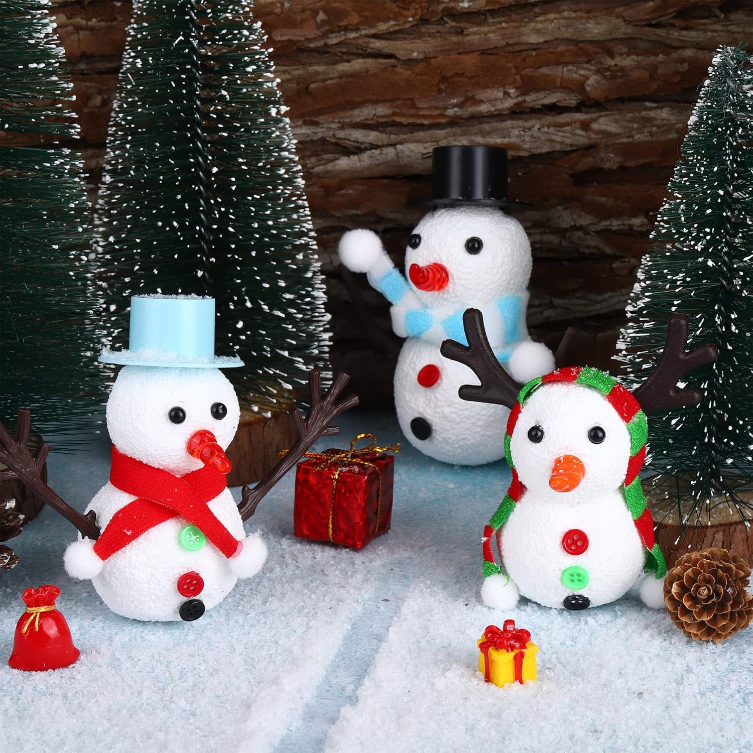 Fovths Juego de 15 piezas de muñeco de nieve de Navidad, kit de manualidades de muñeco de nieve, masilla de espuma, muñeco de nieve, juguetes de