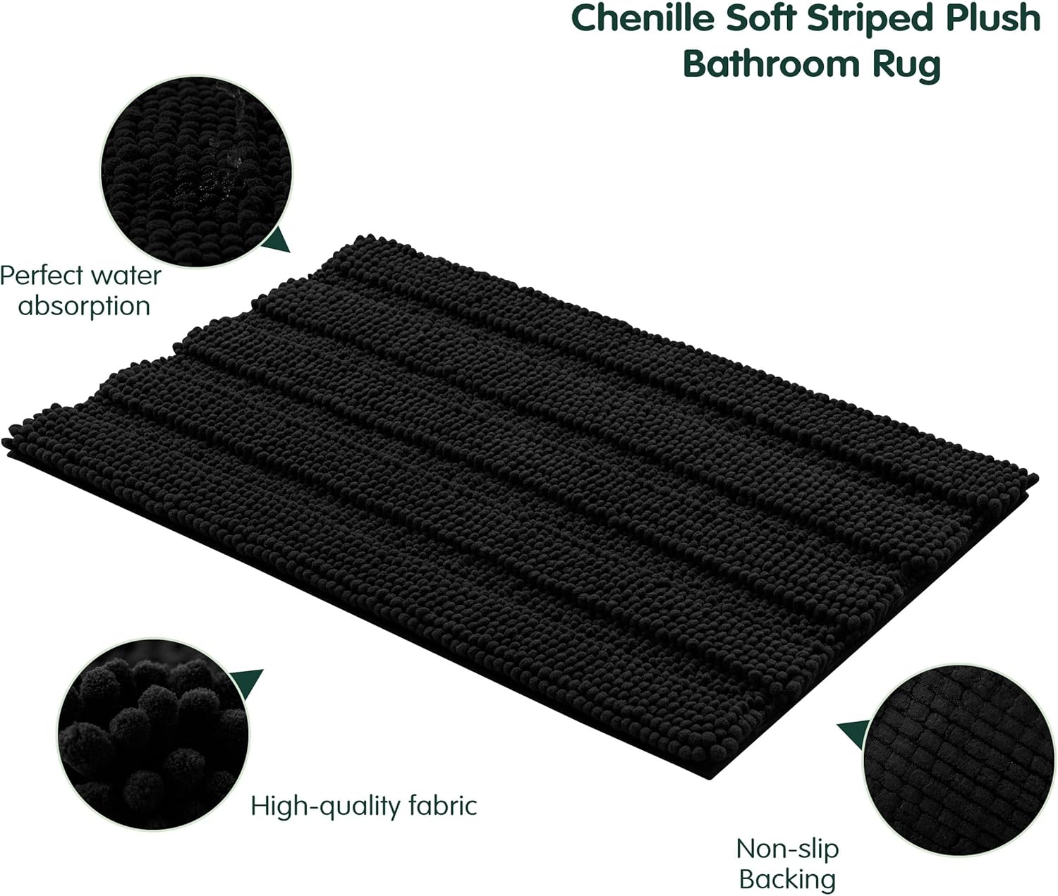 CHUN YI Alfombra de baño de felpilla suave para baño, absorbente de agua, acogedora y gruesa, antideslizante, para bañeras, se puede lavar y secar a