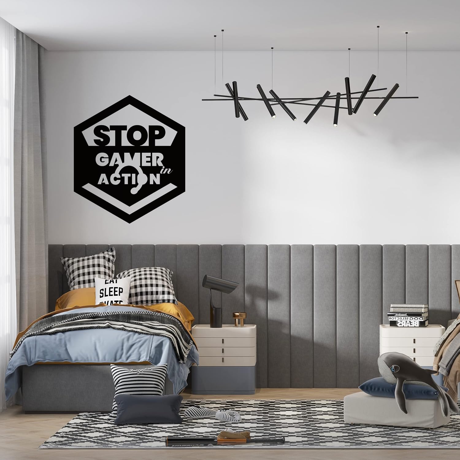 Gamer in Action Wall Vinyl Decals – Gamer Vinyl Wall Sticker for Kids Rooms – Personalized Video Game Decor for Boys’ Room – Creative Gamer Vinyl