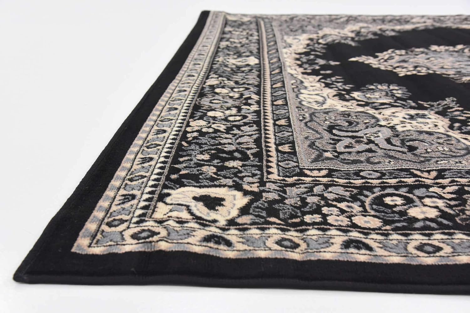 Unique Loom Reza Collection- Alfombra, Polipropileno, Negro