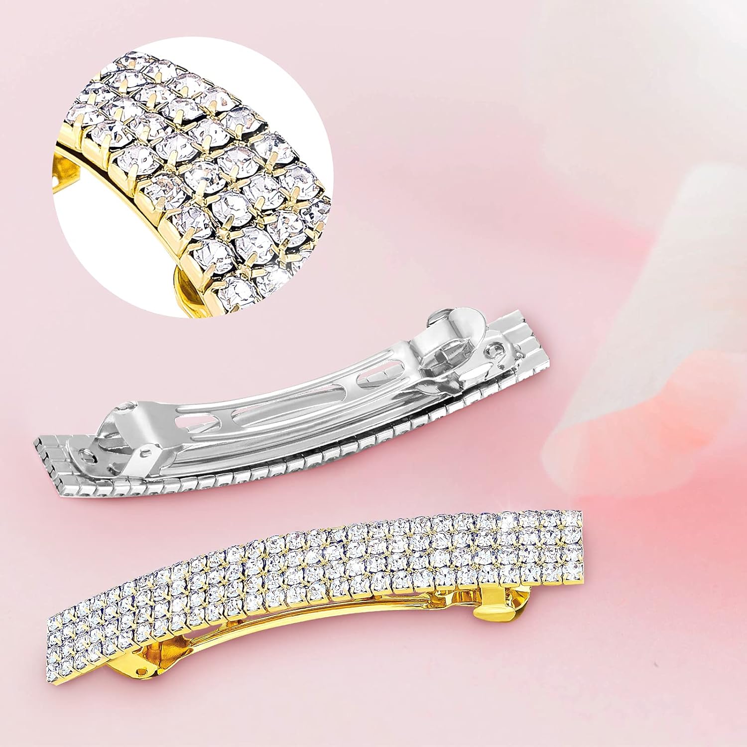 8 pinzas para el cabello con diamantes de imitación de cristal para novia, pasadores pequeños de semicírculo plateado, pasadores de metal brillante,