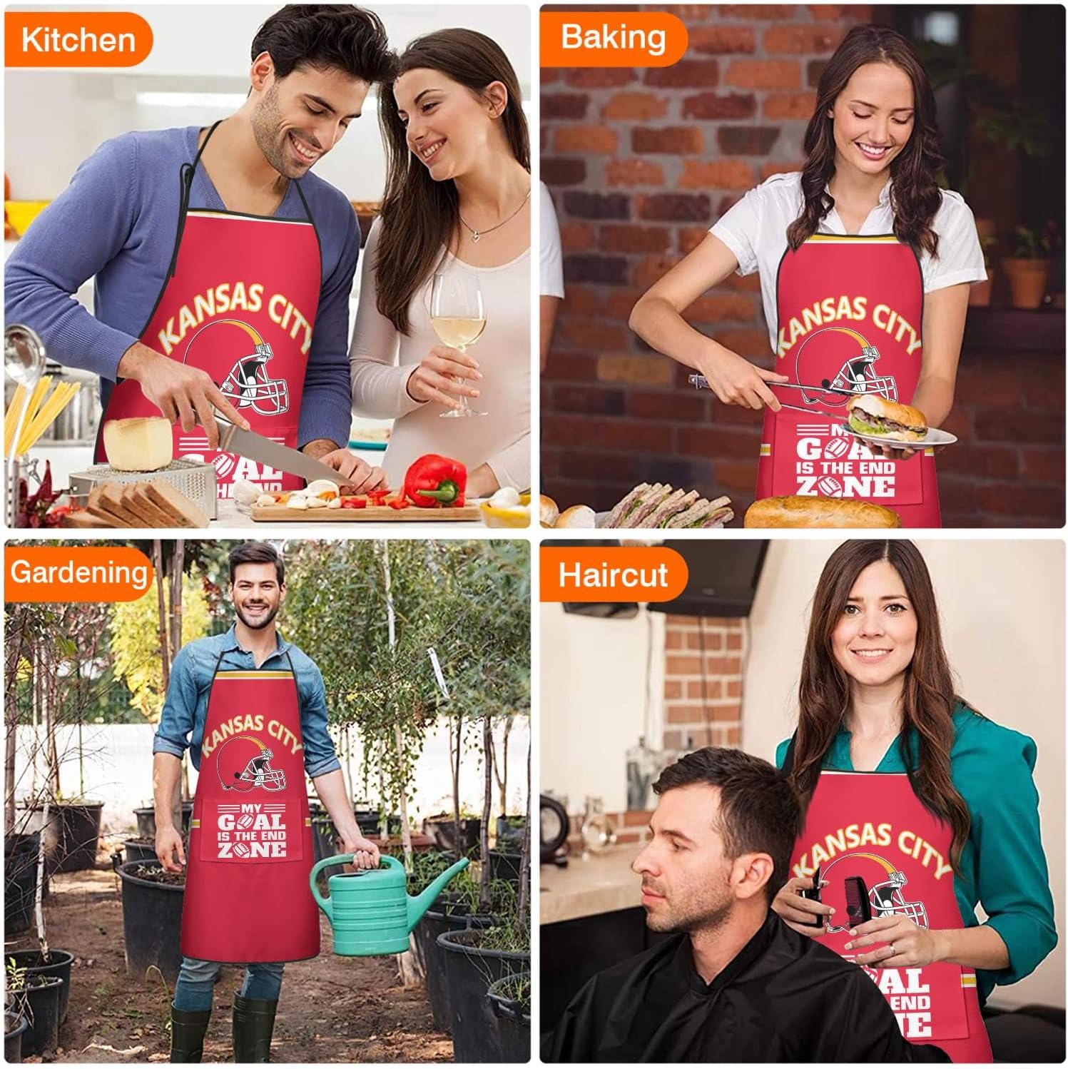 Delantal de regalo para fanáticos del fútbol con 2 bolsillos para mujeres y hombres, delantal de cocina de chef de cocina, delantal de regalo para