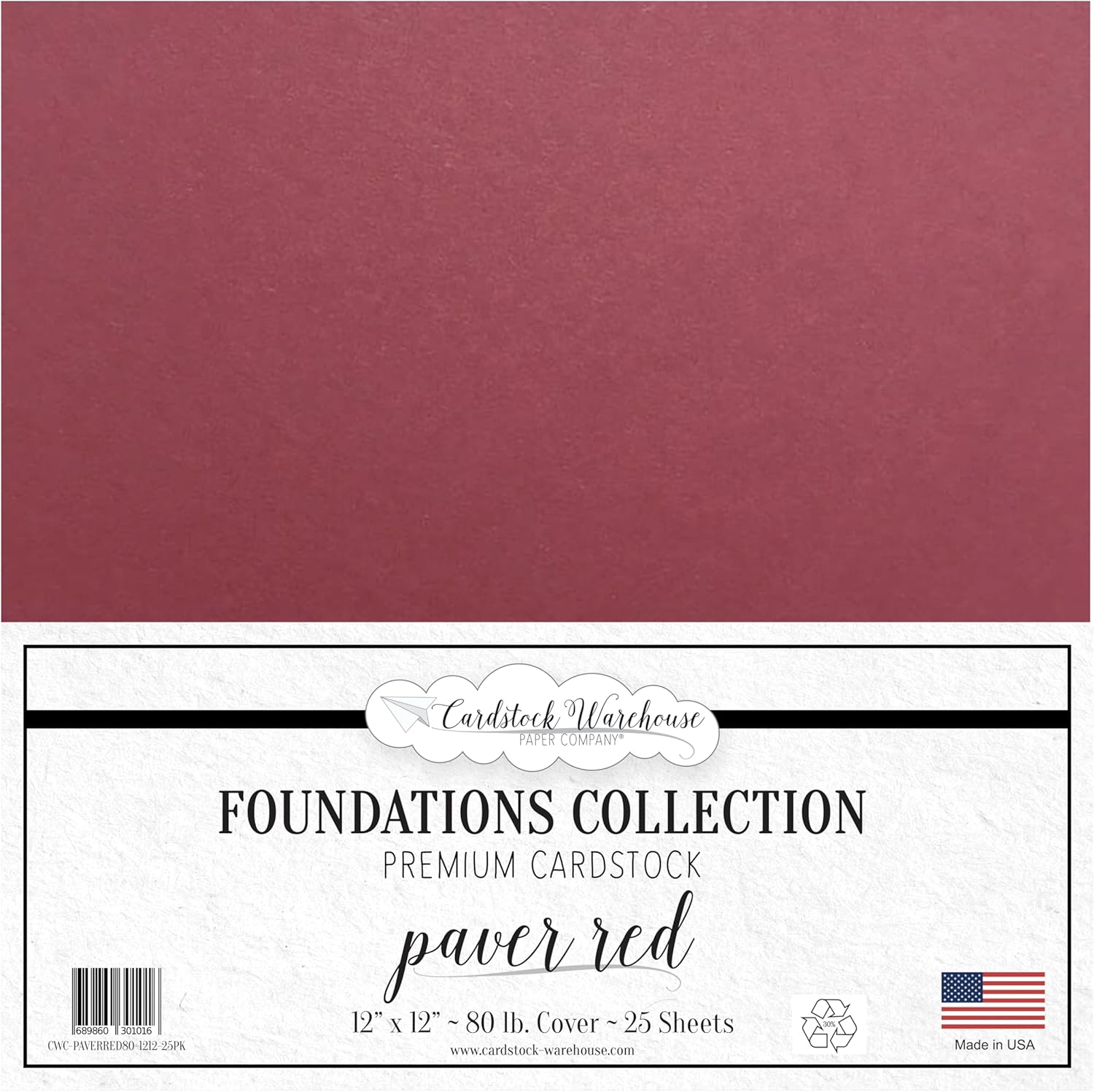 Cardstock Warehouse Foundations – Pavimentador rojo burdeos, 12 x 12 pulgadas, 80 libras, 7.58 ozm, 100% papel de cartulina reciclado, 25 hojas