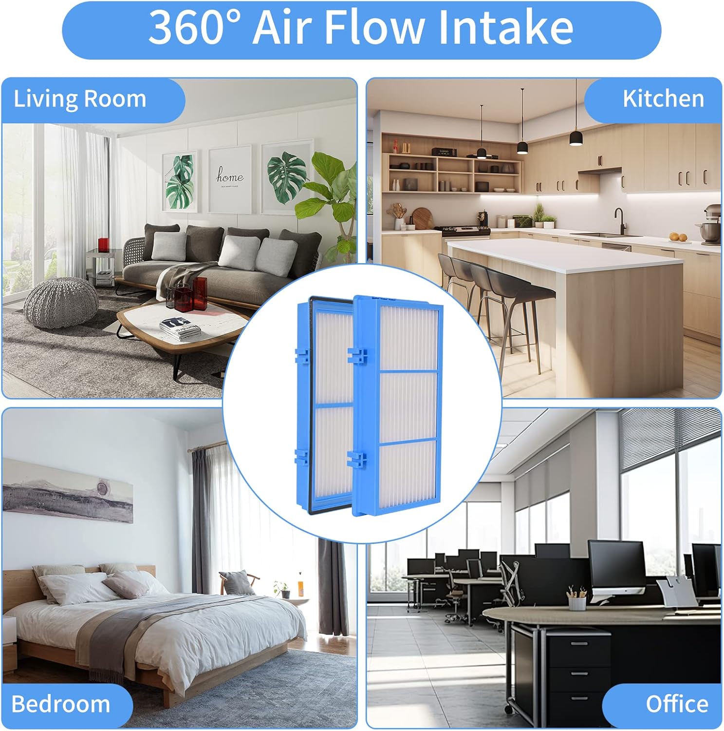 Paquete de 8 filtros de repuesto para purificador de aire Holmes AER1 limpieza total de aire (2 filtros de aire HEPA + 6 filtros de refuerzo de