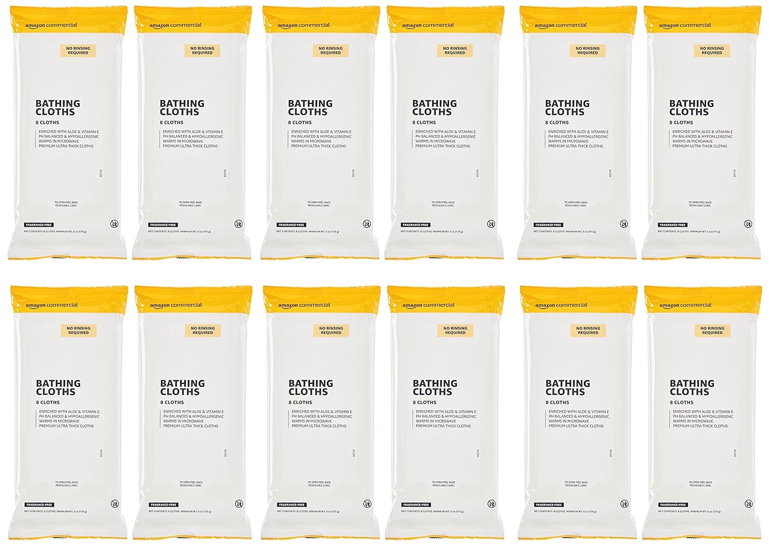 TiendaCommercial Paños de baño, toallitas, 96 unidades, 12 paquetes de 8
