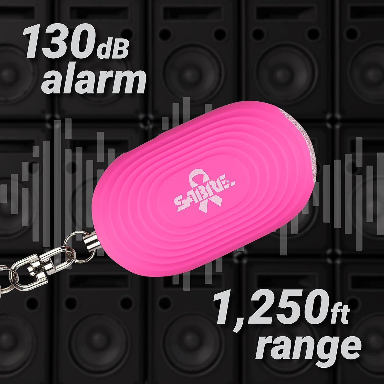 SABRE Alarma personal 2 en 1 con luz LED, sirena de seguridad personal de 130 dB, gancho a presión para acceso instantáneo, rango de 1,250 pies,