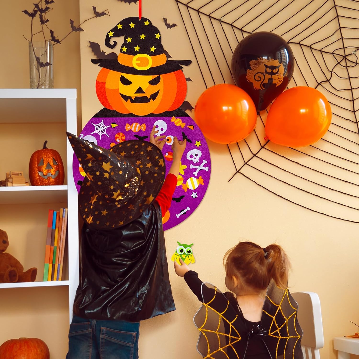 Max Fun – Figura decorativa de fieltro para Halloween, 2.8 pies, con kits de manualidades para colgar para niños, Halloween, fiestas, para